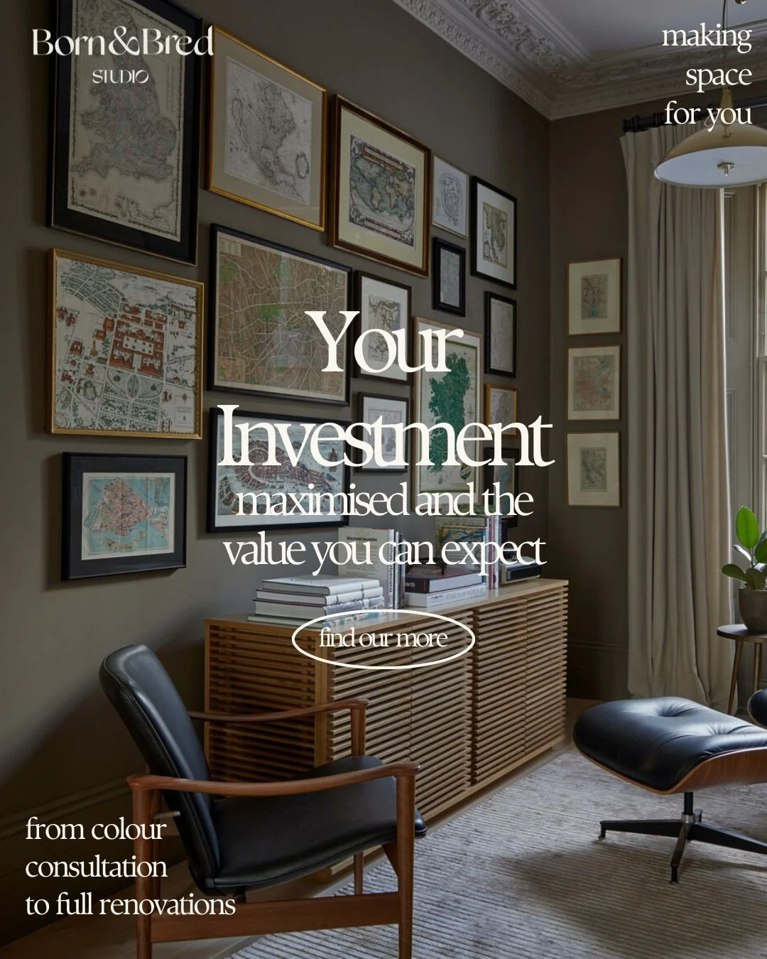 YOUR INVESTMENT OPTIMISED &amp; THE VALUE YOU CAN EXPECT.
.
Why partner with Born &amp; Bred Studio?
. We streamline the process, saving you time and ensuring every decision elevates your space to a level you never imagined.
From bespoke designs craf