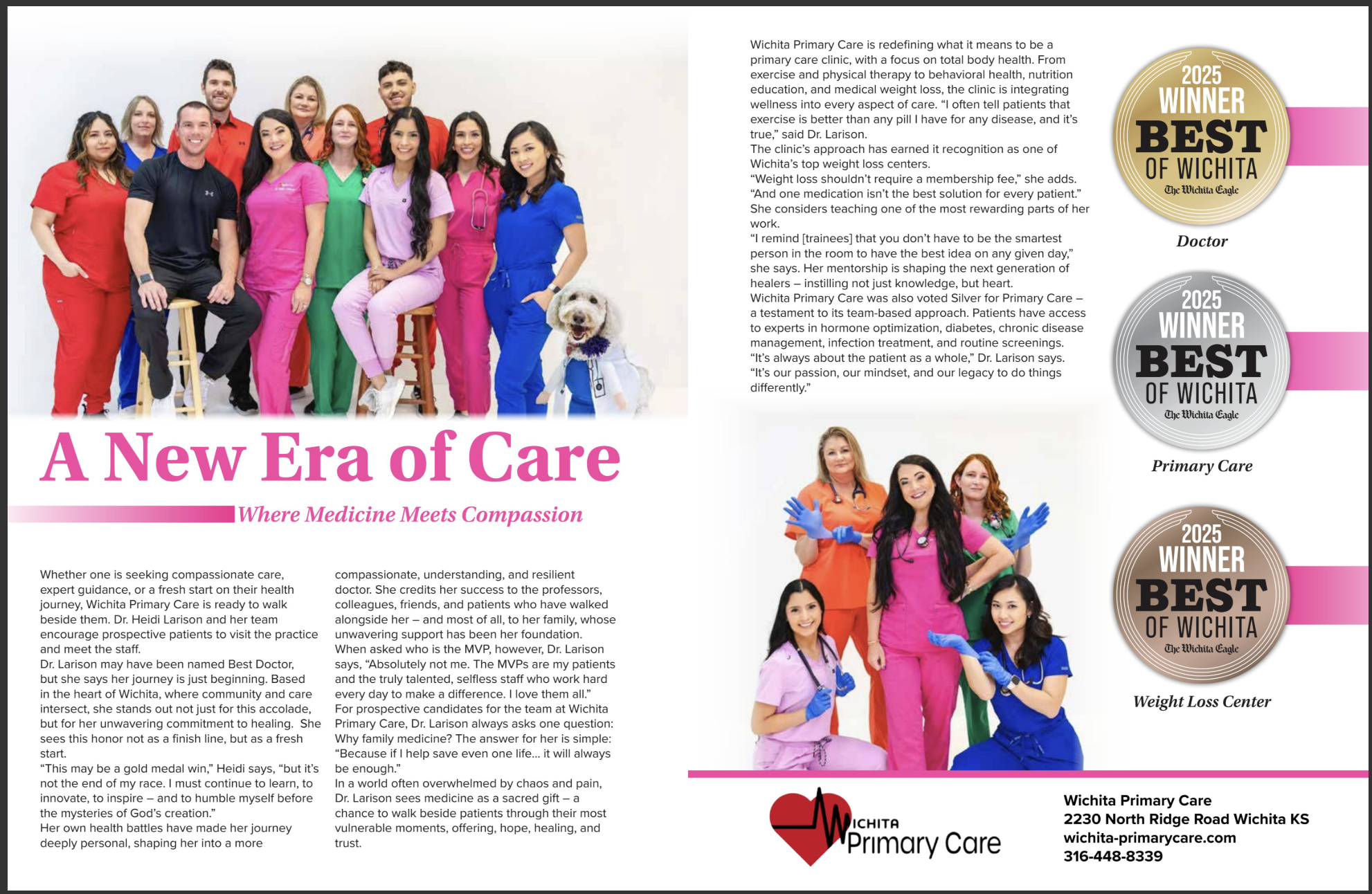 Wichita Primary Care Wins Big - GOLD -Doctor (Heidi Larison, DO - Wichita Primary Care), SILVER - Primary Care, BRONZE - Weight Loss Center - 2025 Best of Wichita
