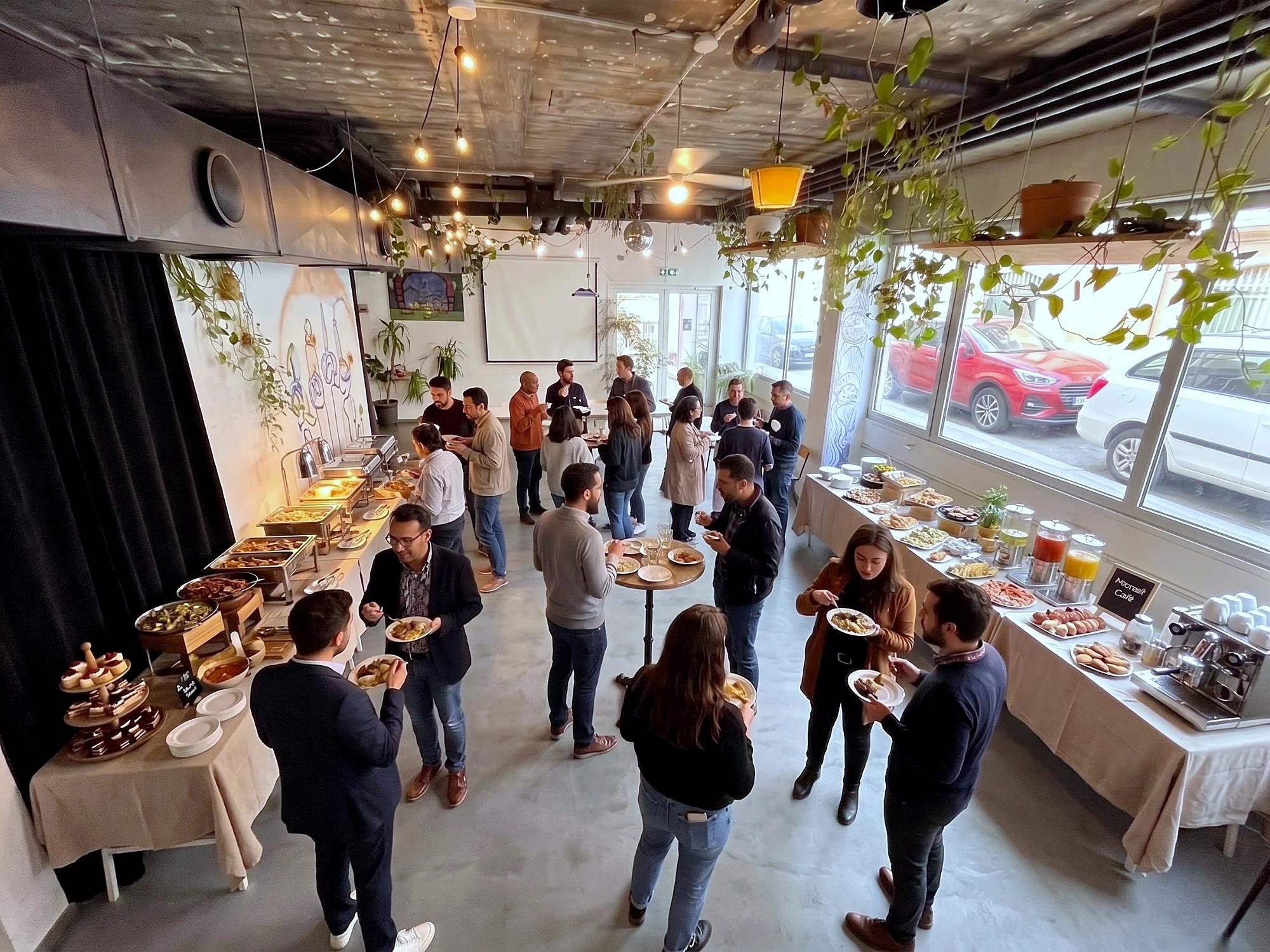 Cocktail dînatoire avec buffet dans la salle Virginia à Genève