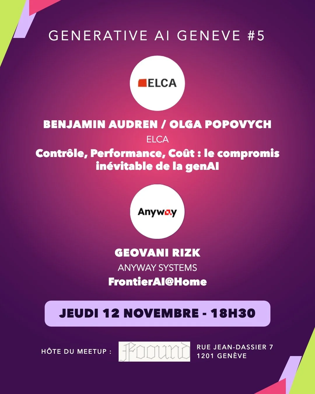 Affiche Meetup Generative AI Genève #5