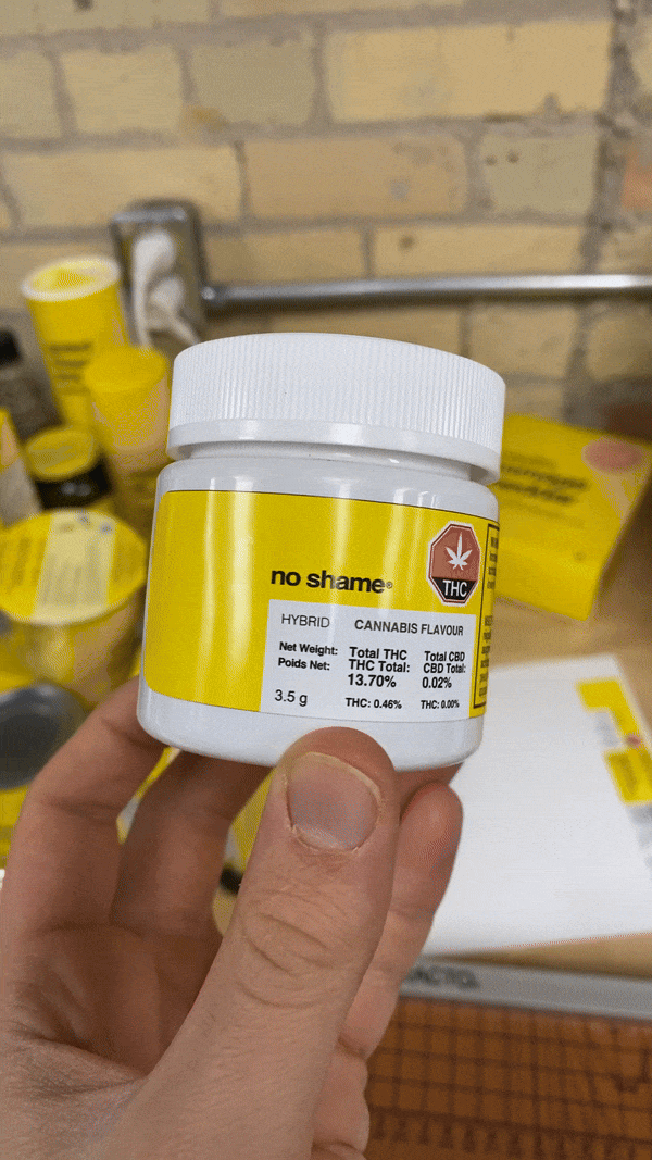 weed - No Shame cannabis container parody– yellow label design (Copy) (Copy)