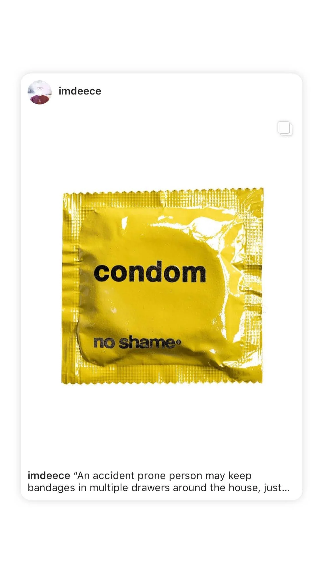 No Shame condom Instagram post. (Copy) (Copy)