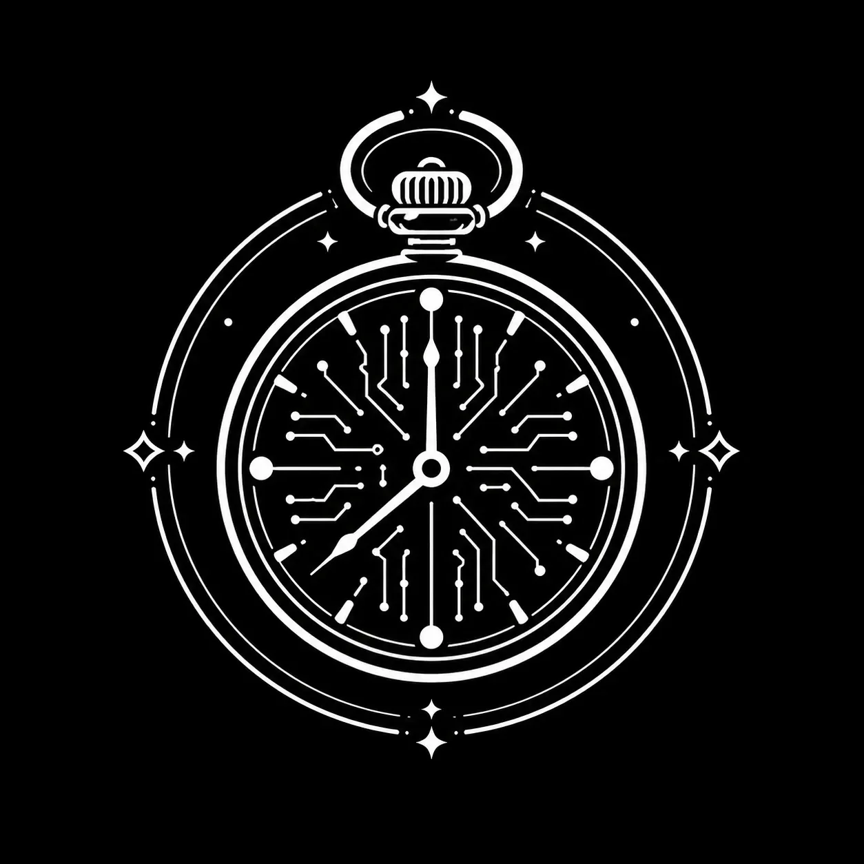 White clock emblem representing eschatology, the end times, and the last things