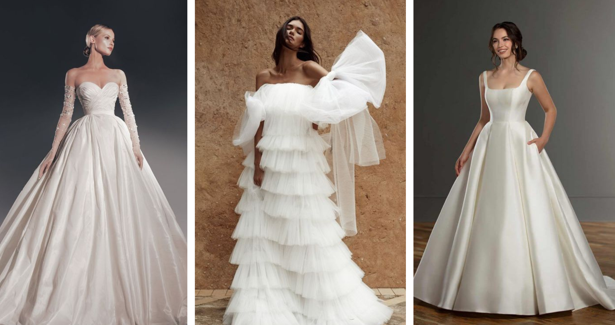 Modern Wedding dress, fall wedding dress, wedding, ballgown dress, wedding trends, trend 2022, Zuhair Murah, Christie Nicole, Martina Liana