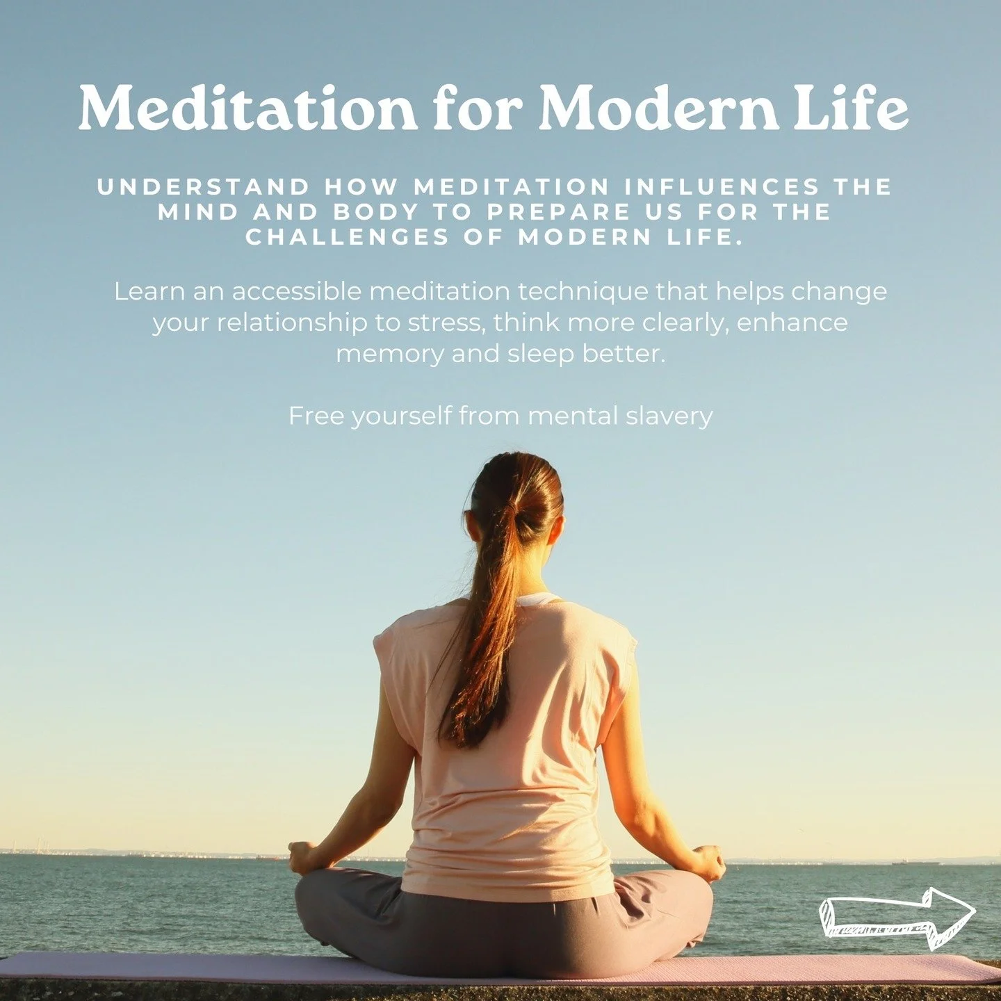 Meditation for Modern Life returns.

Feb 17th 8-9pm

A course that acknowledges the unique strains modern life places on the mind.

Empower yourself to gain mastery of your mind through these accessible meditation techniques.

Understand the research
