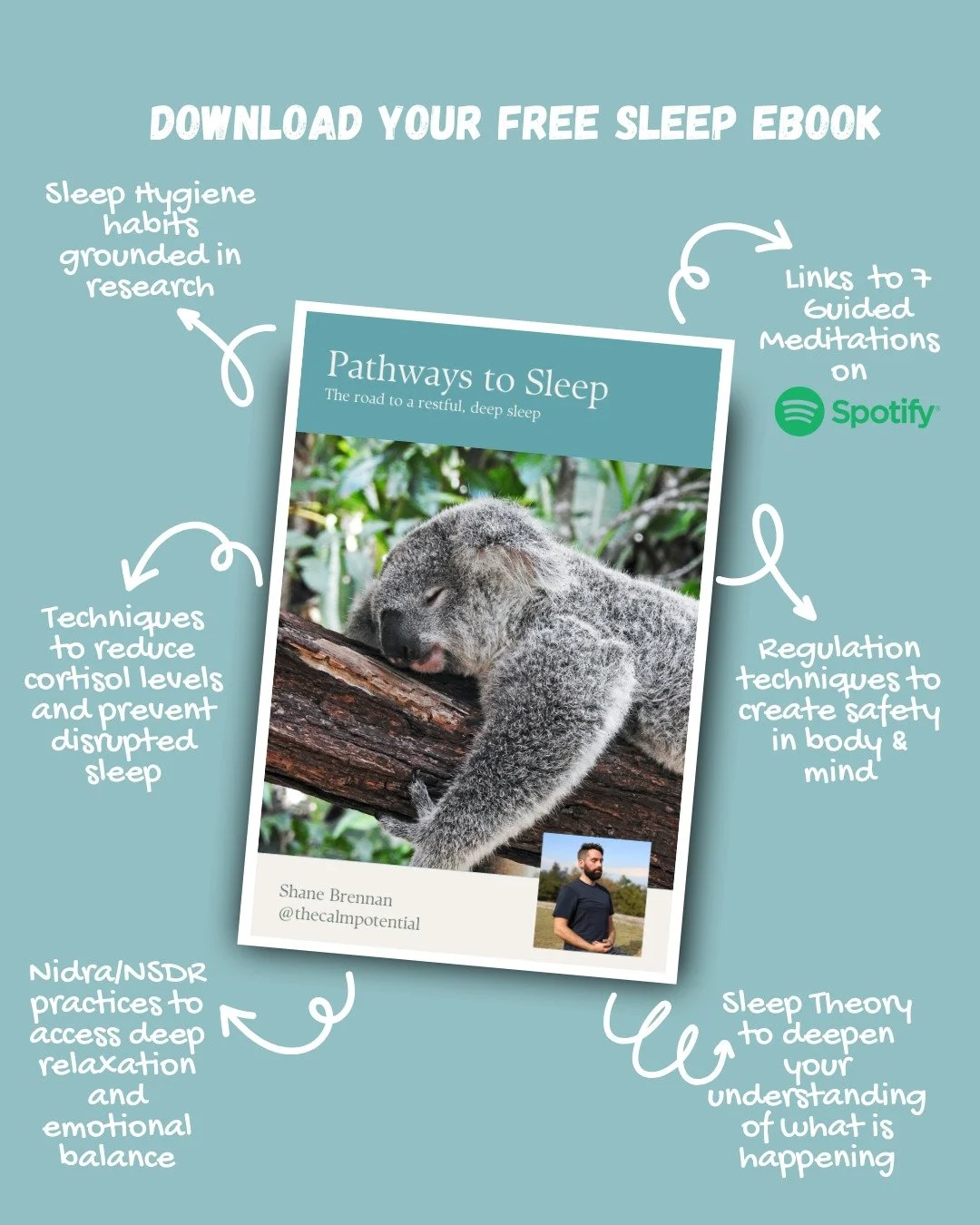 If you&rsquo;ve ever laid awake with a busy mind, restless body, or finding you're waking up between 12-4am you'll benefit from this eBook

Pathways to Sleep is a practical, science-backed resource designed to help you calm your nervous system and dr