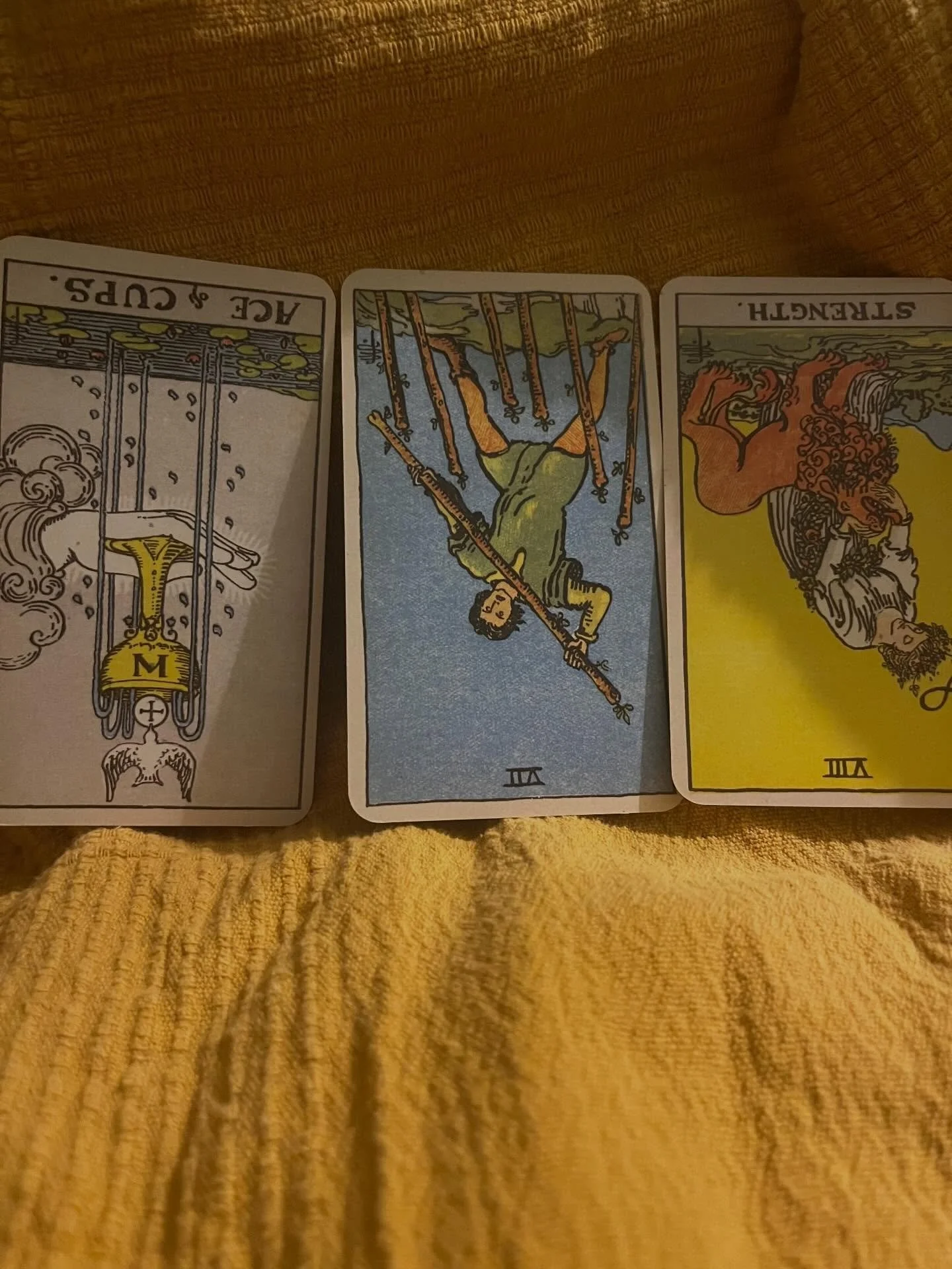 well gee willikers
three cards until the deck runs dry and running dry it very much is! like 12 left or so?

here we have a fleet of reversals that really speaks to the cludgy, foot stompy, executive dysfunction moment i was certainly in when i pulle