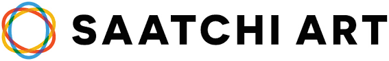 Logo de Saatchi Art avec un design circulaire coloré et le texte en noir.