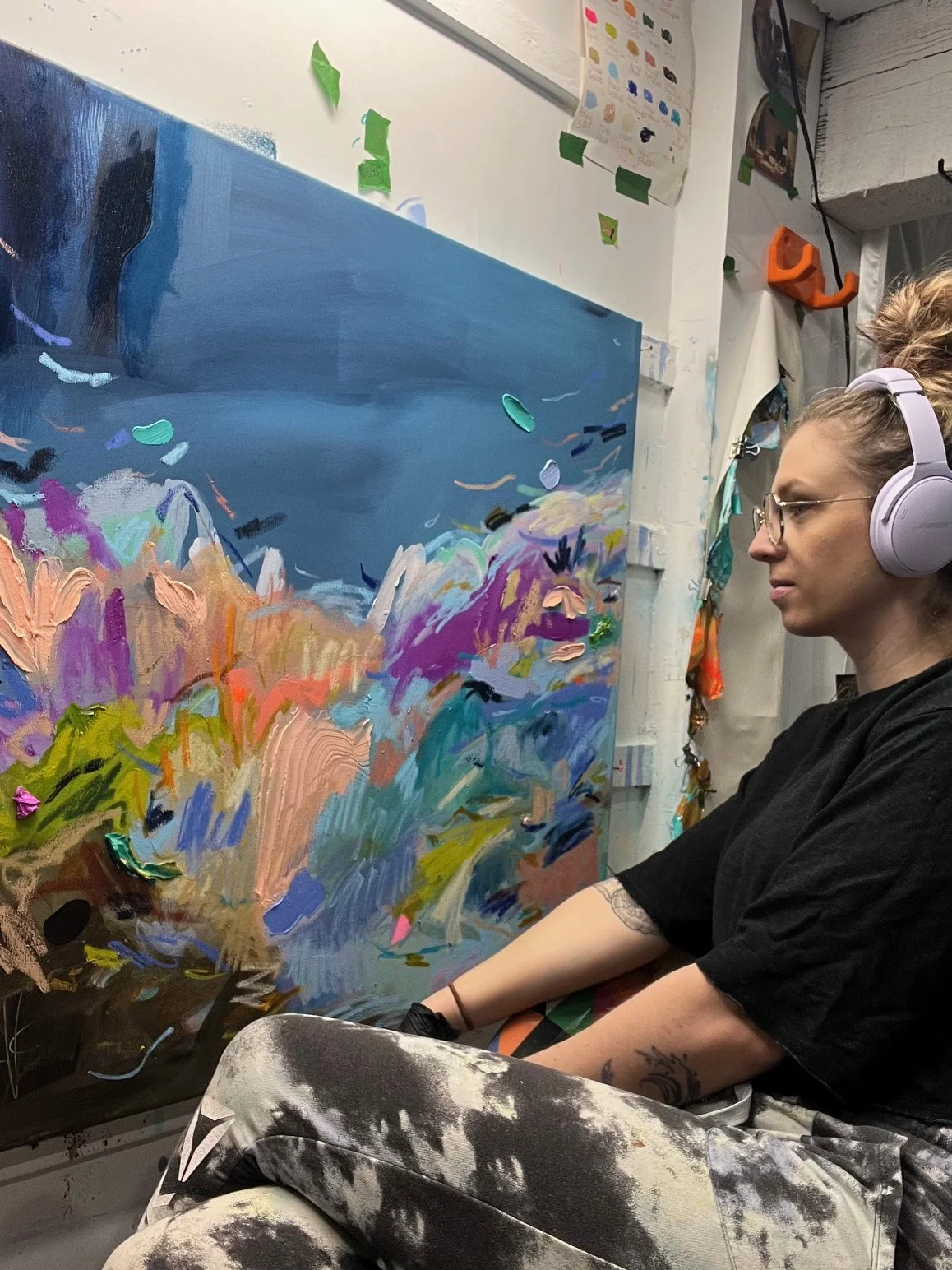 Artiste peintre canadienne art abstrait paysage abtrait pot de fleurs abstrait