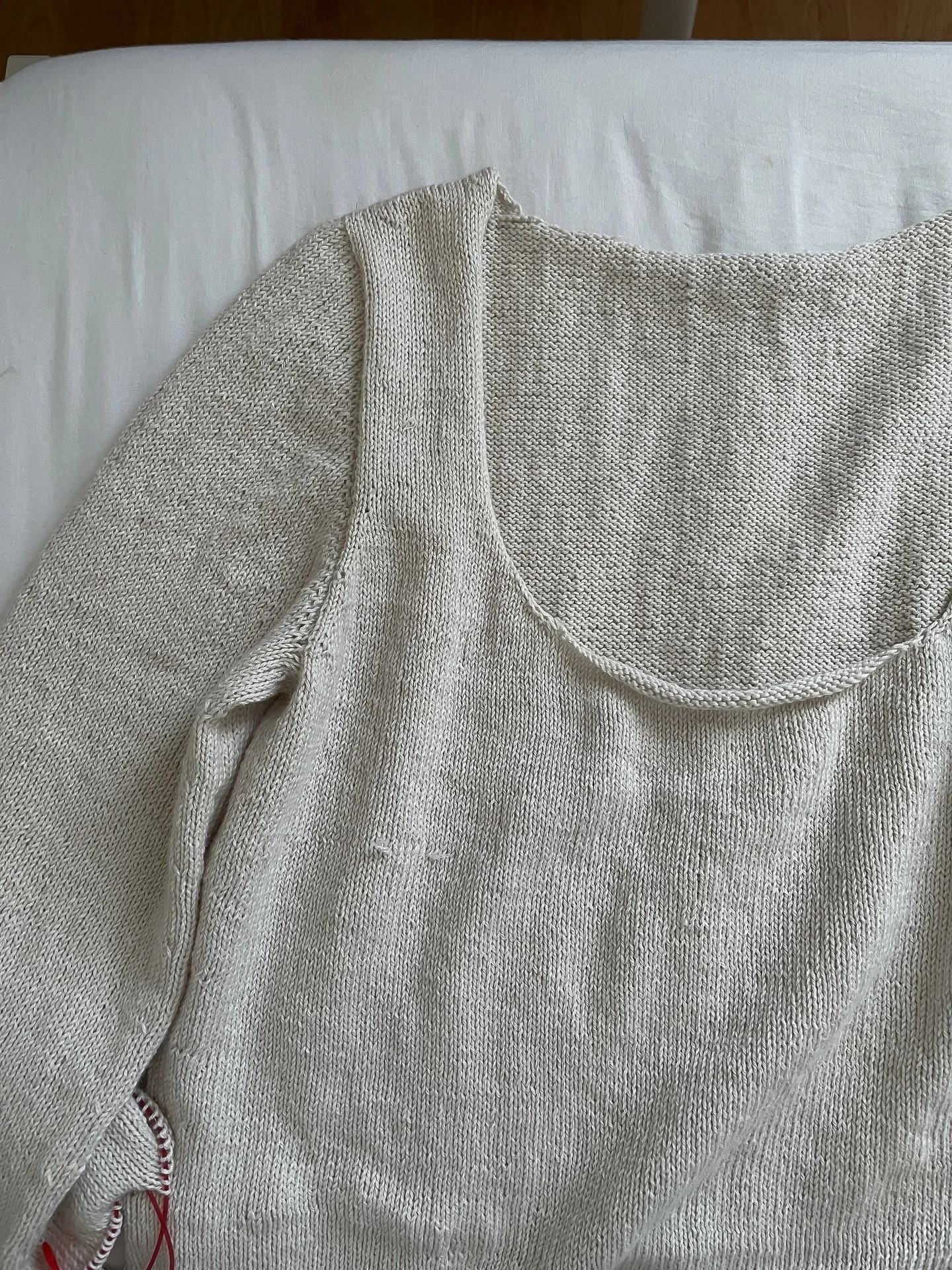 First sleeve is almost done on the Sweet and Naughty Top 🤍🤍
I haven&rsquo;t quite been feeling like myself lately, but this piece has been such a little joy to work on &mdash; and just what I need right now.