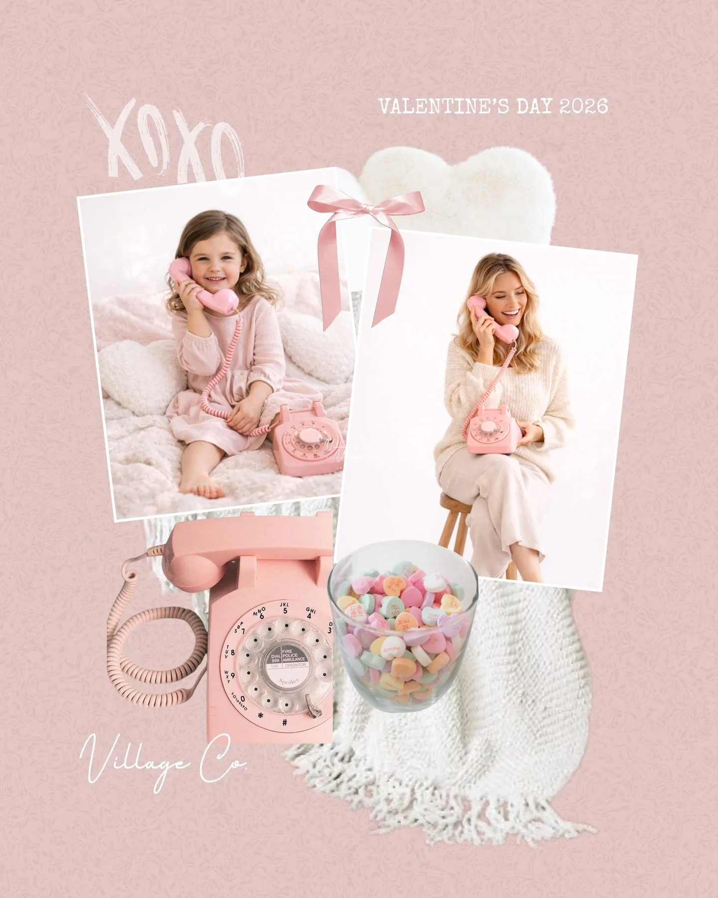 ring ring ☎️ Valentine&rsquo;s Day is just ONE month away!

Inspired by cozy phone calls, conversation hearts, and classic Valentine&rsquo;s Day vibes 💘

Featuring a retro pink phone, fuzzy heart-shaped pillows, a satin bow wall, and other sweet det