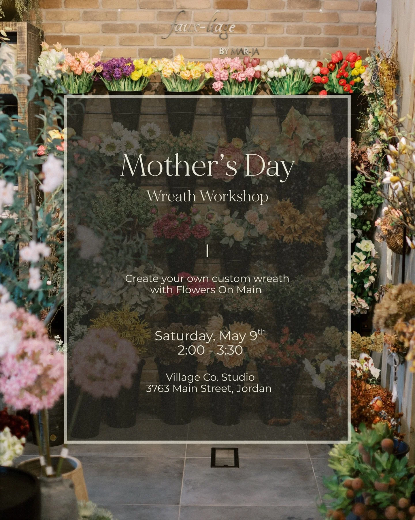 EXCITING NEWS &mdash; we&rsquo;re hosting a truly special Mother&rsquo;s Day workshop with our neighbours, @flowersonmain_jordanvillage 🌸

Create your own rustic-inspired wreath using a mix of moss, birch, rope, velvet, and faux florals 🌿 Designed 