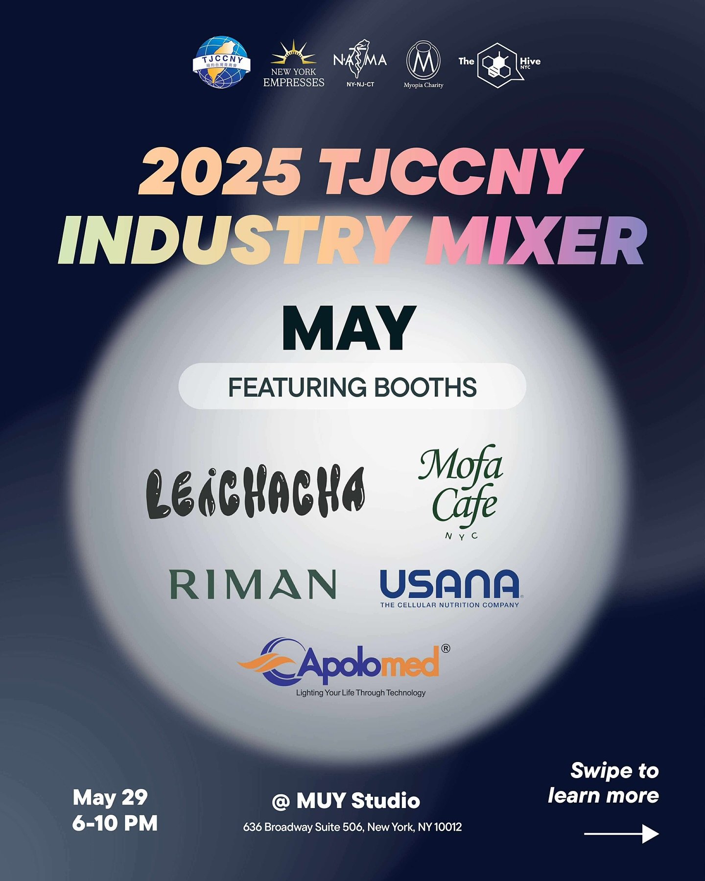 🔈 五月行業交流會 - 特色品牌攤位別錯過！Don&rsquo;t Miss Our Featuring Booths!

Get a taste of the vibrant Taiwanese lifestyle at our Industry Mixer! From wellness to local favorites, explore booths by brands like Leichacha, Mofa Cafe, USANA, RIMAN, and Apolomed. Net