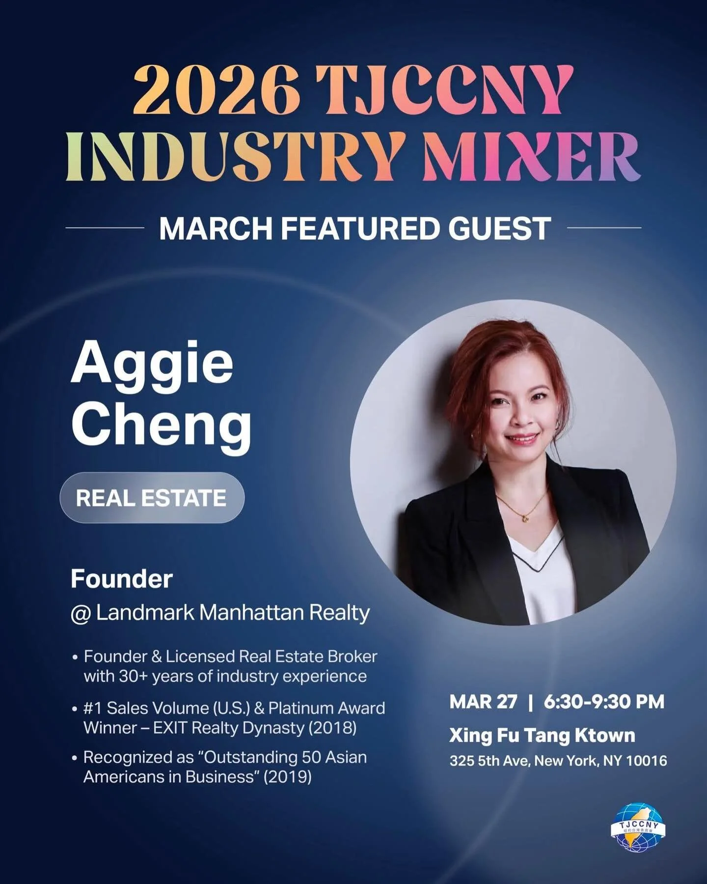 🌟 Meet Our Guests in Real Estate 🌟
🎟️ RSVP link in bio

🏙️ Aggie Cheng 30+ years in real estate, Aggie has worked across NYC and Houston, covering everything from luxury and commercial deals to new developments. 🏠$100M+ in deals🏠
Now? She&rsquo