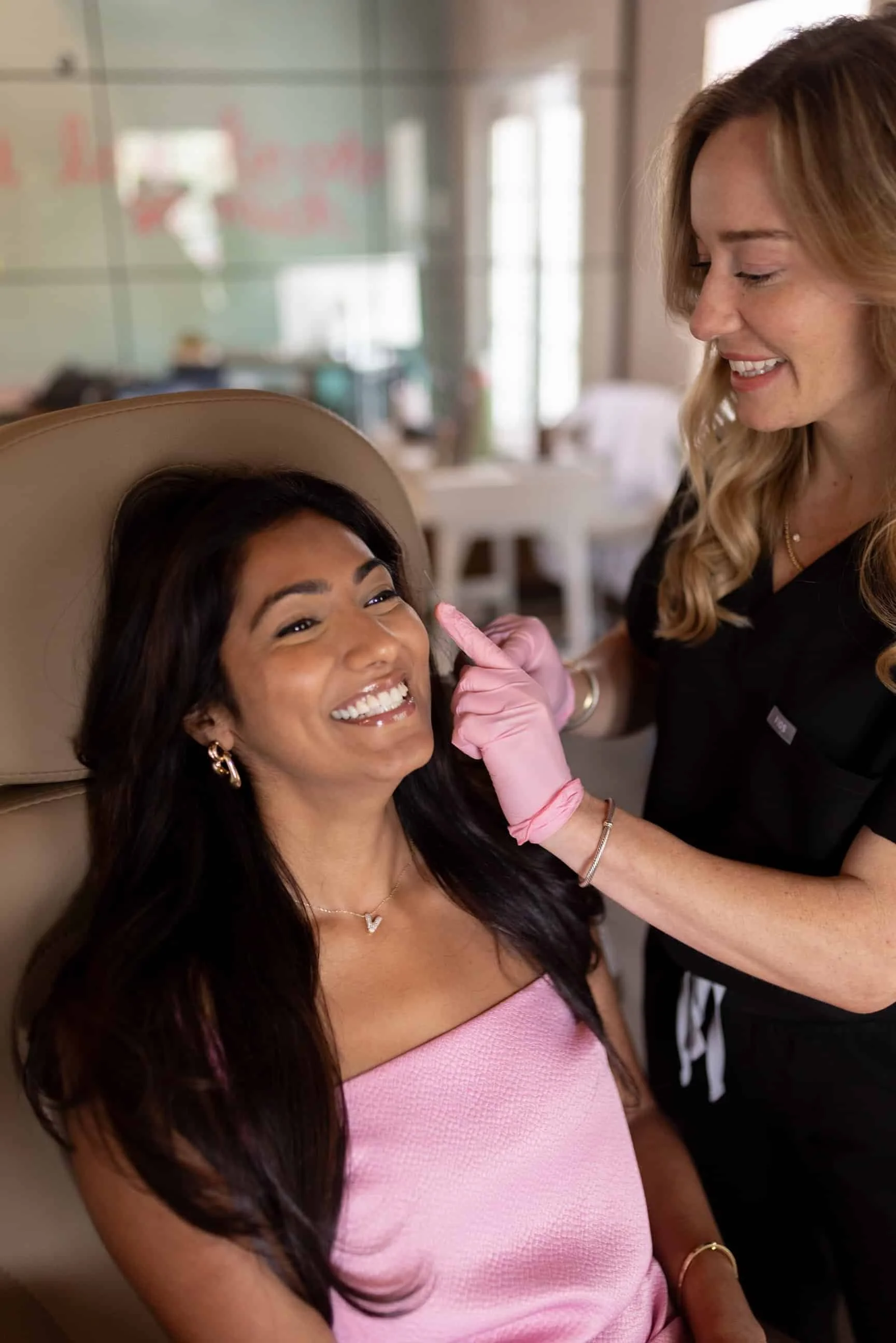 Woman getting PRF injected in her under eyes to rid dark circles.