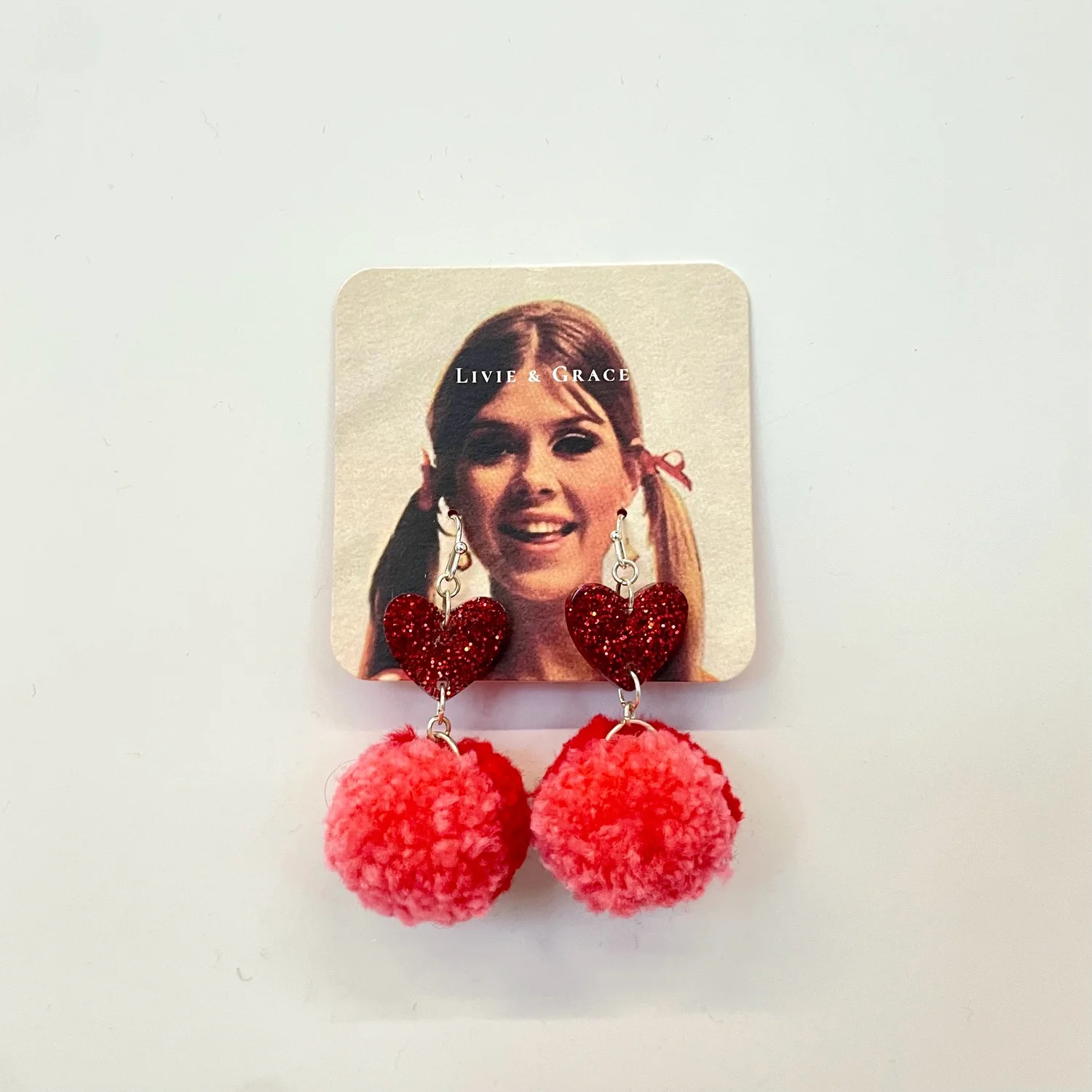 Heart Drop Poms Earrings by Grace Parr — The Portal