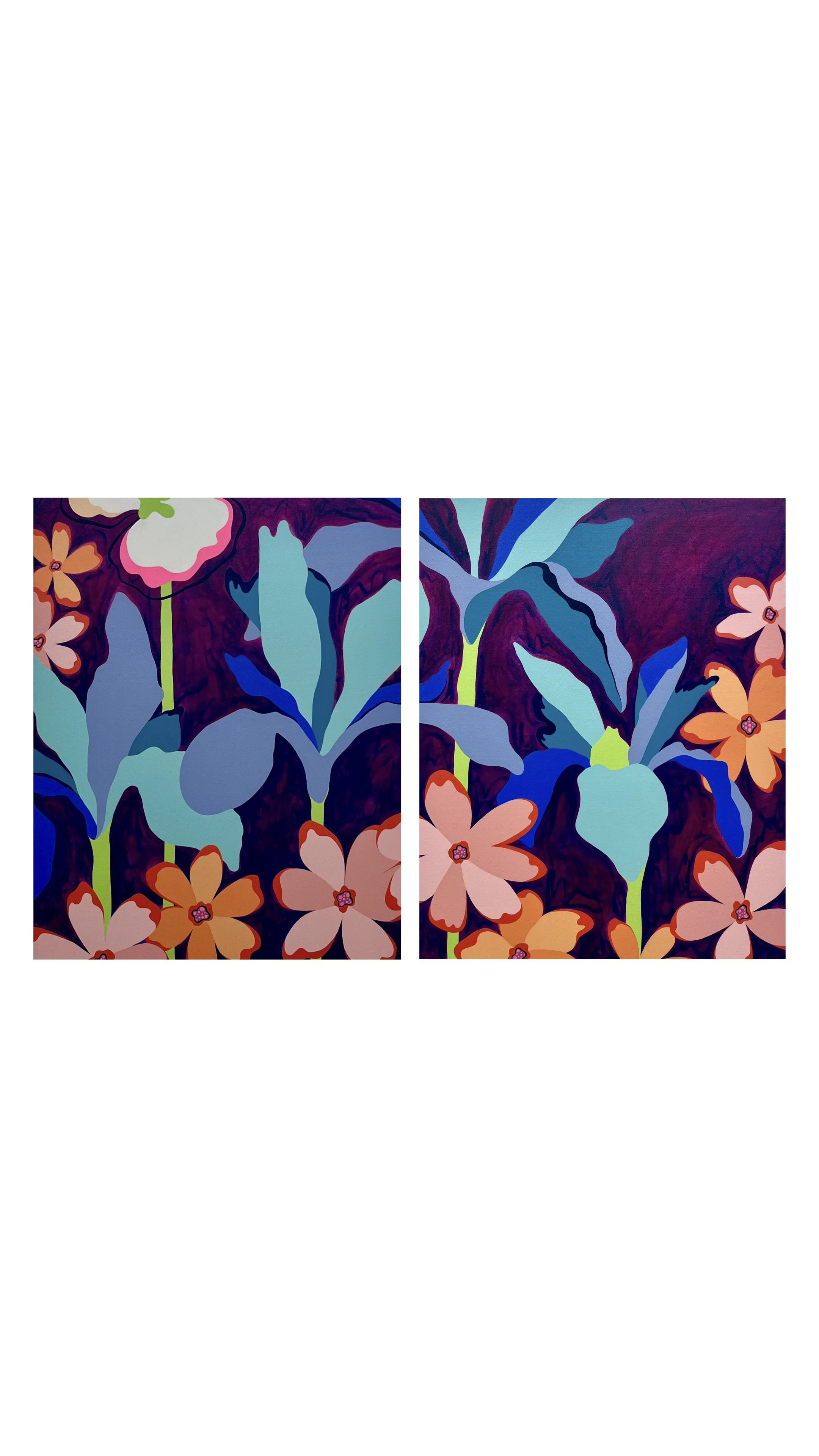 Where the Flowers Lead: Places to Wander No. 4 and No. 5 (Diptych) by Allison Clements