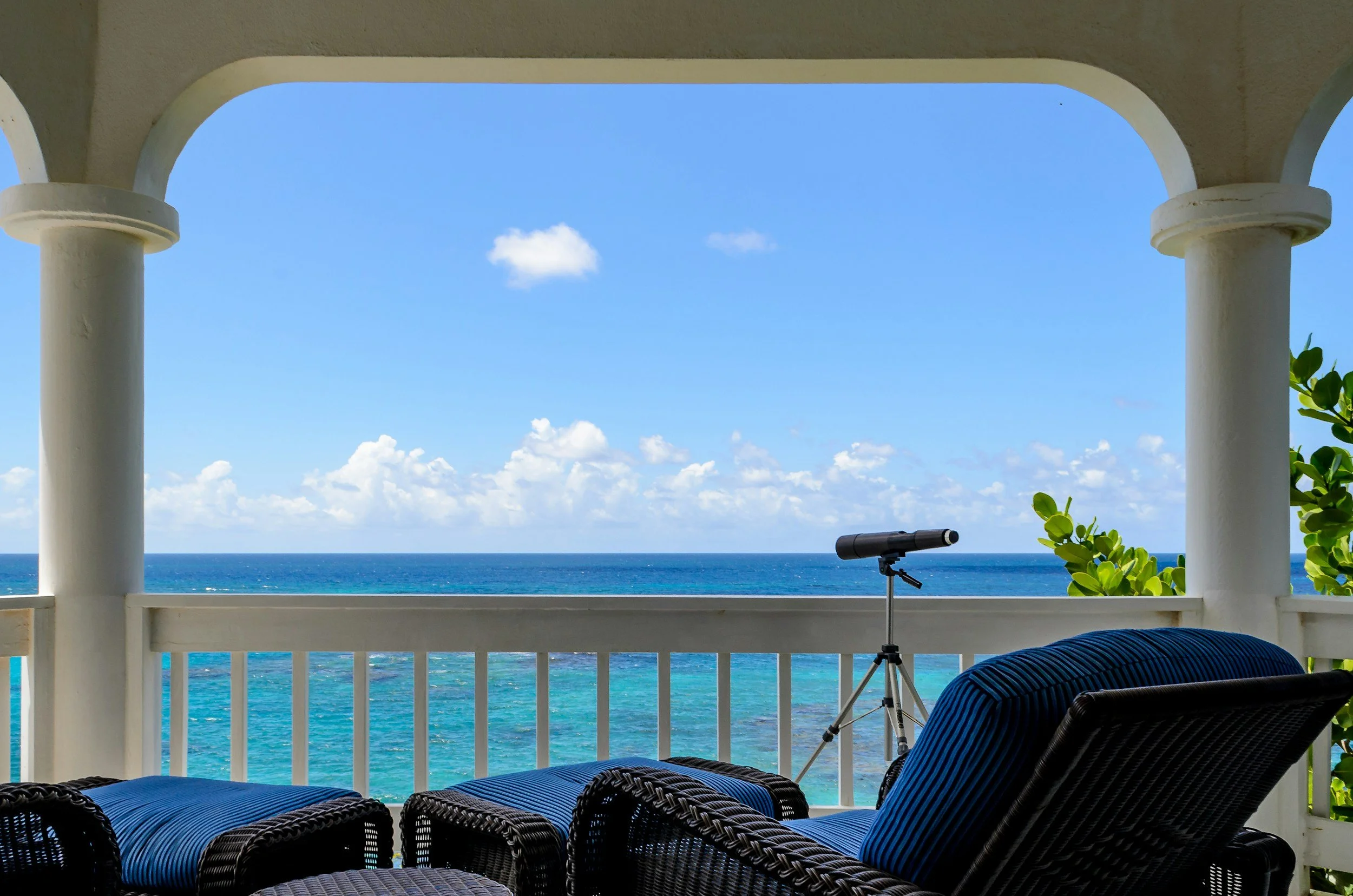 Luxury private villa bedroom ocean view