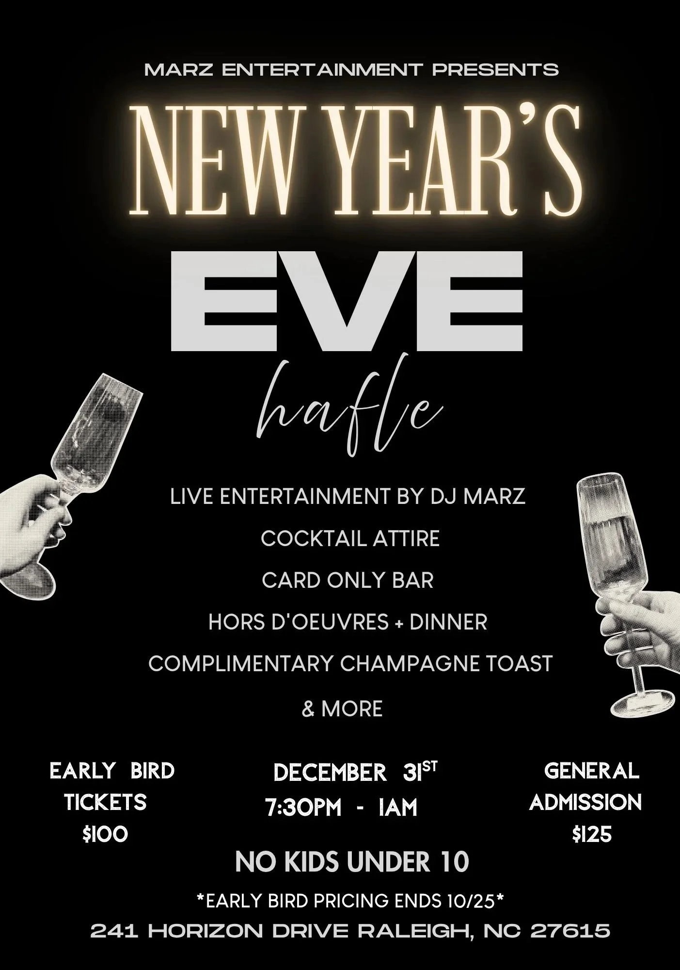 NYE Hafle $100 Tickets (+$3.50  Transaction Fee)