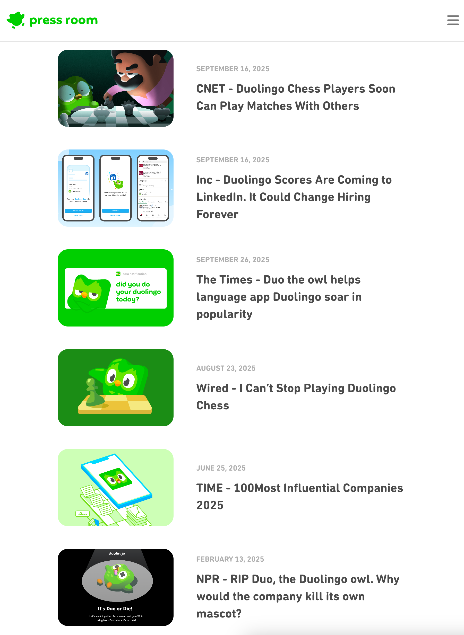 Duolingo press page