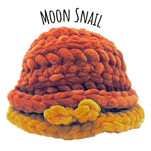 Moon Snail crochet plushie.