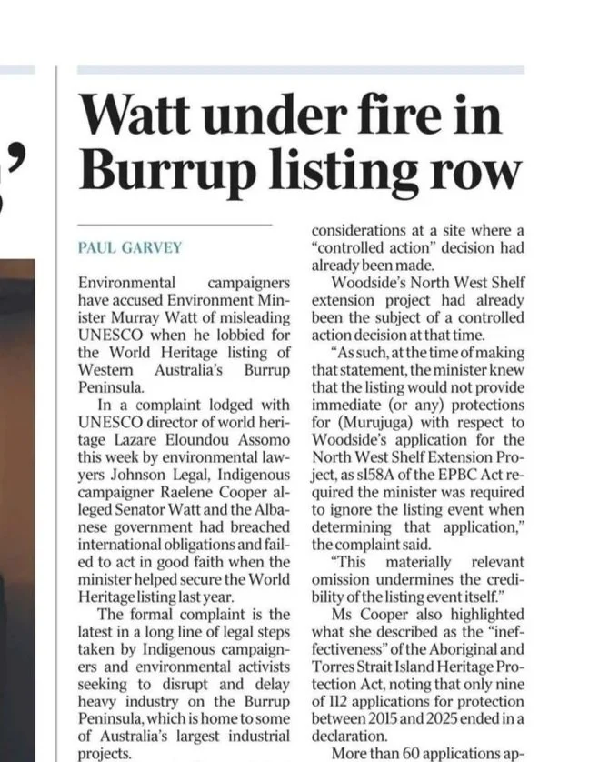 Watt under fire in Burrup listing row - The Australian