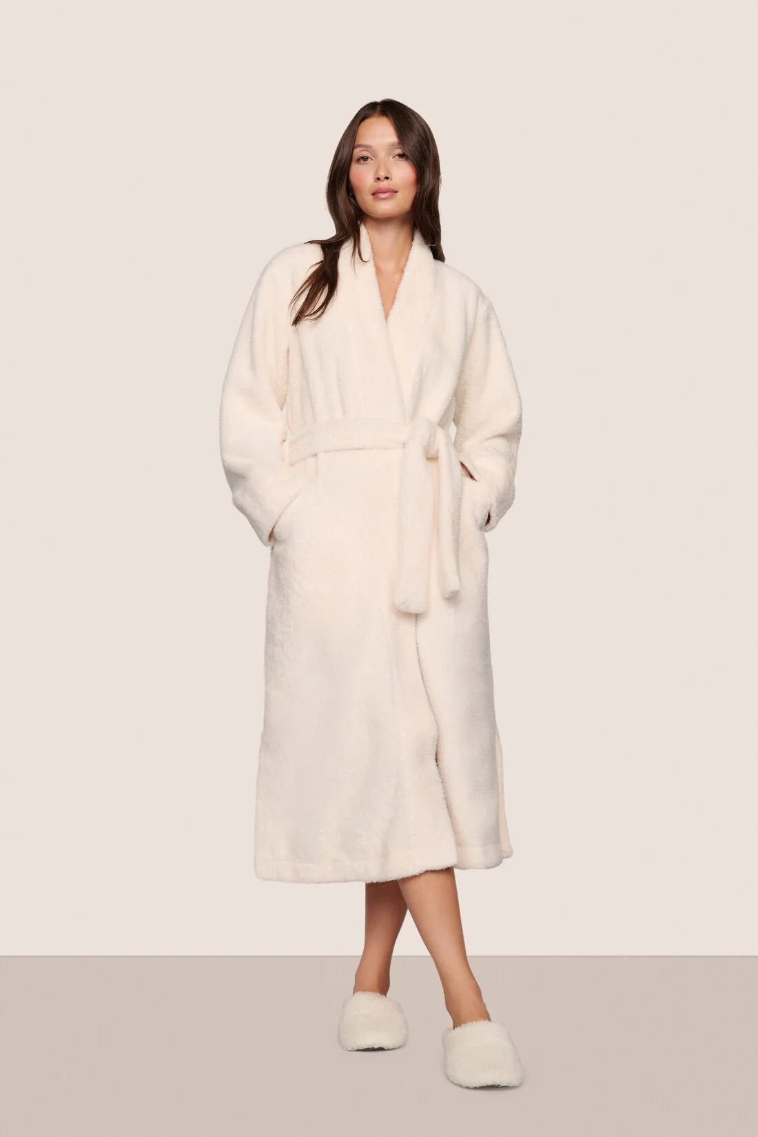 Eberjey Women's Renew Plush Long Robe in Ivory