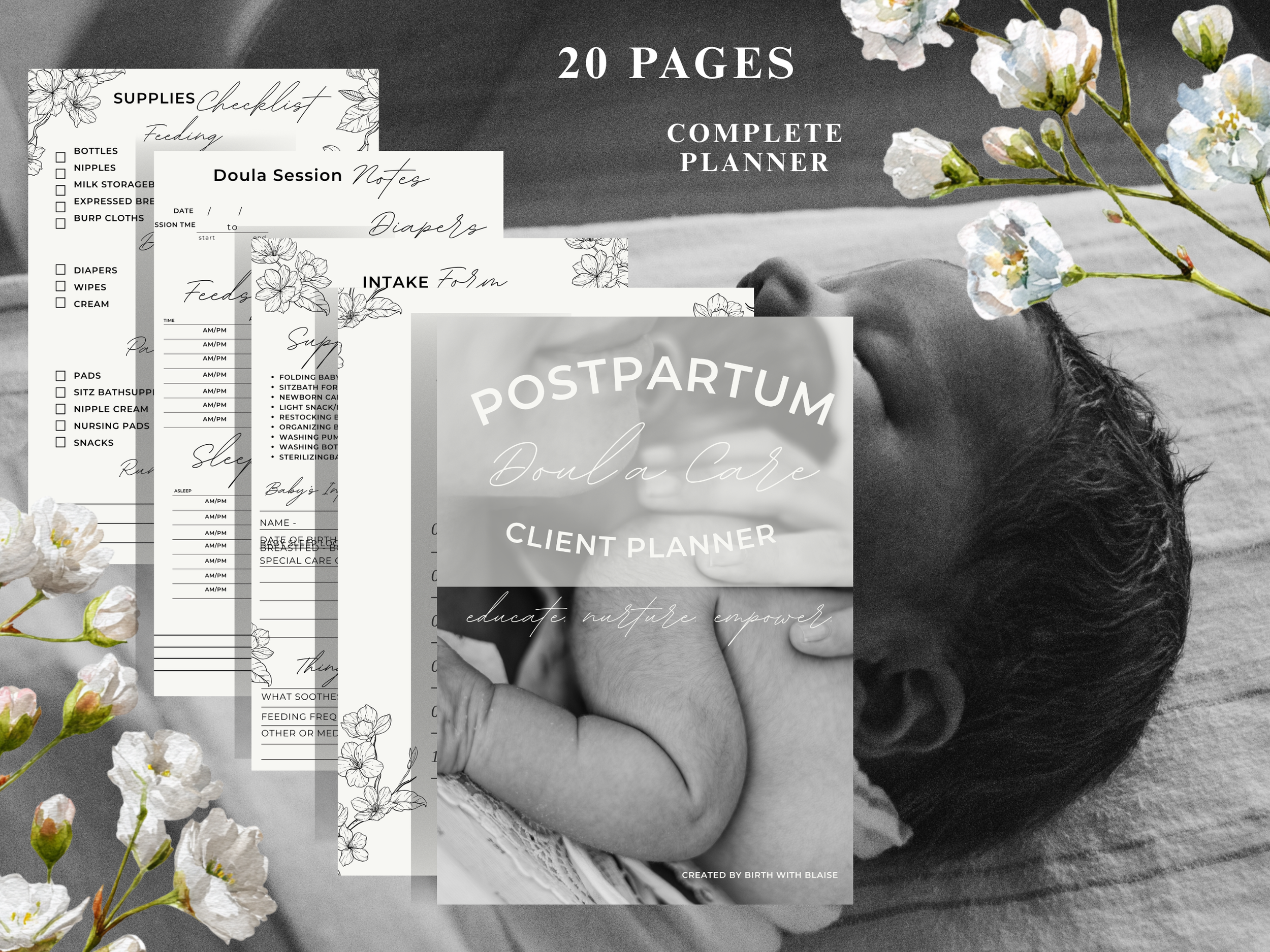 Downloadable PDF - Postpartum Doula Care Client Planner
