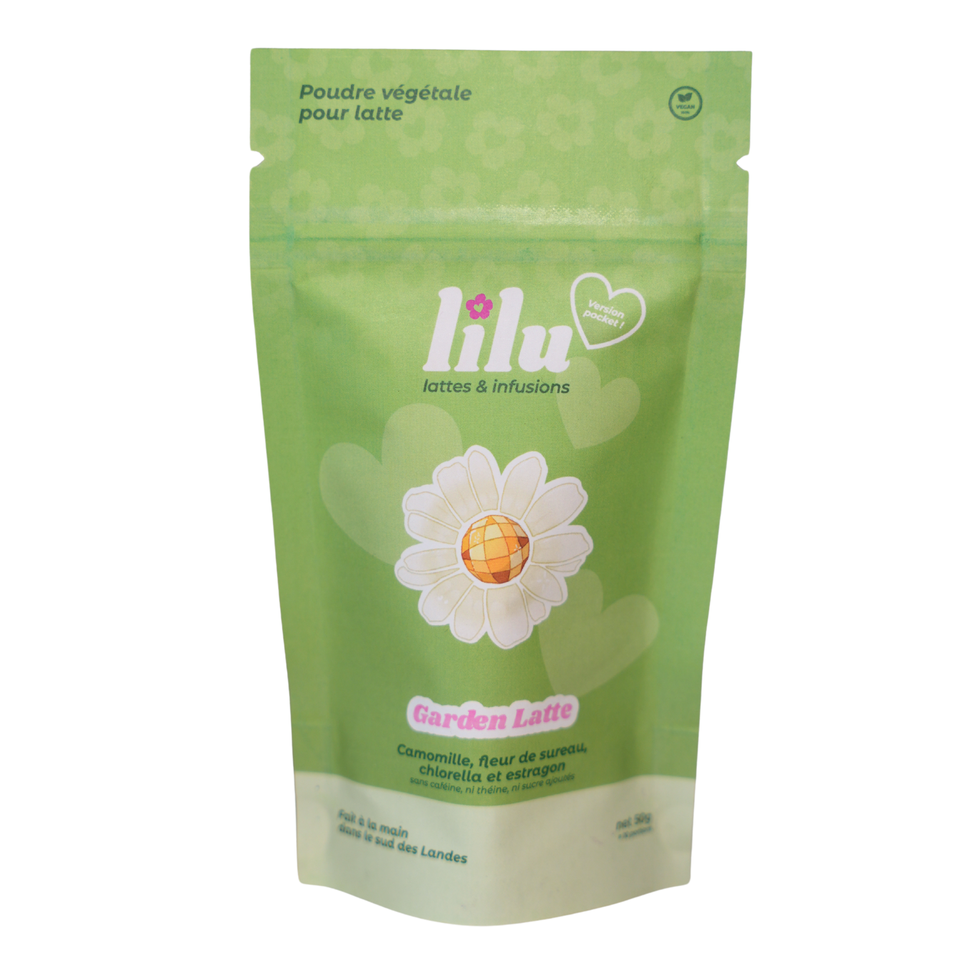 Garden Latte Spiruline Chlorella Estragon Camomille Sureau Fleur