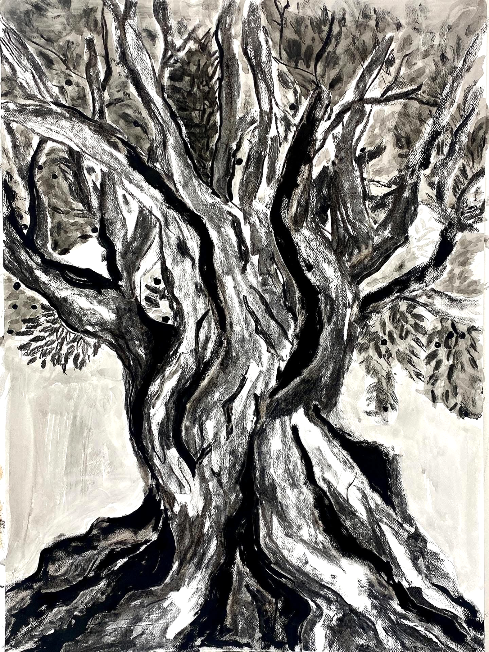 Sumud, oil and charcoal on paper (2025)