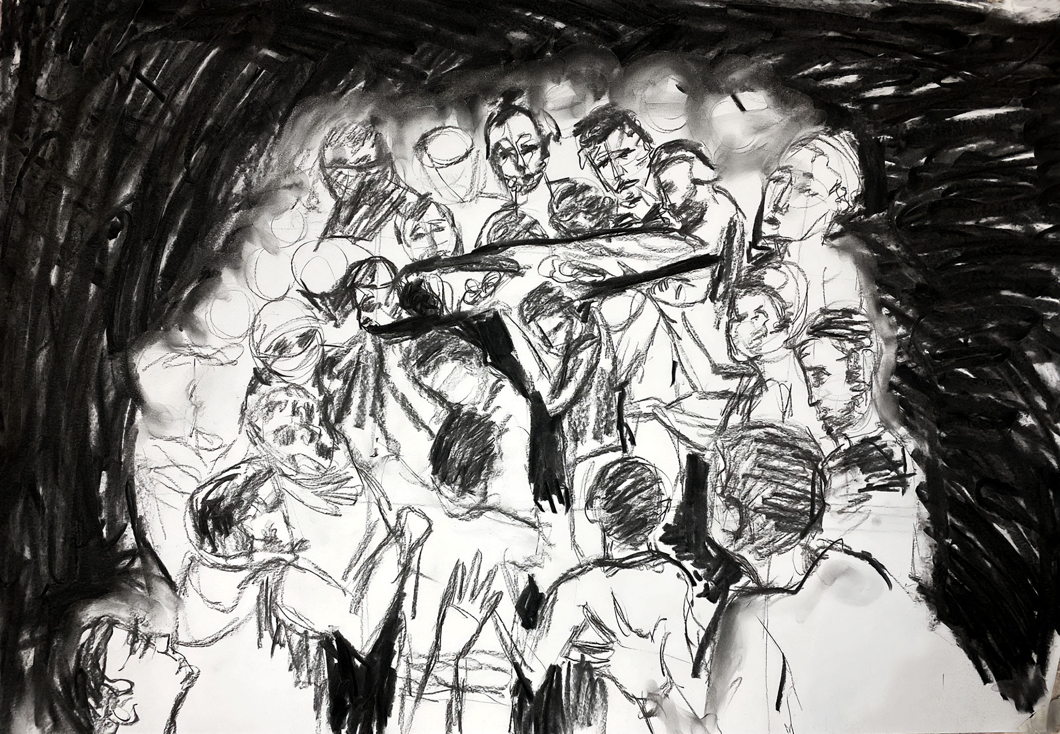 Funeral. The Martyr is beloved_ charcoal on paper_45x60cm_ 2023