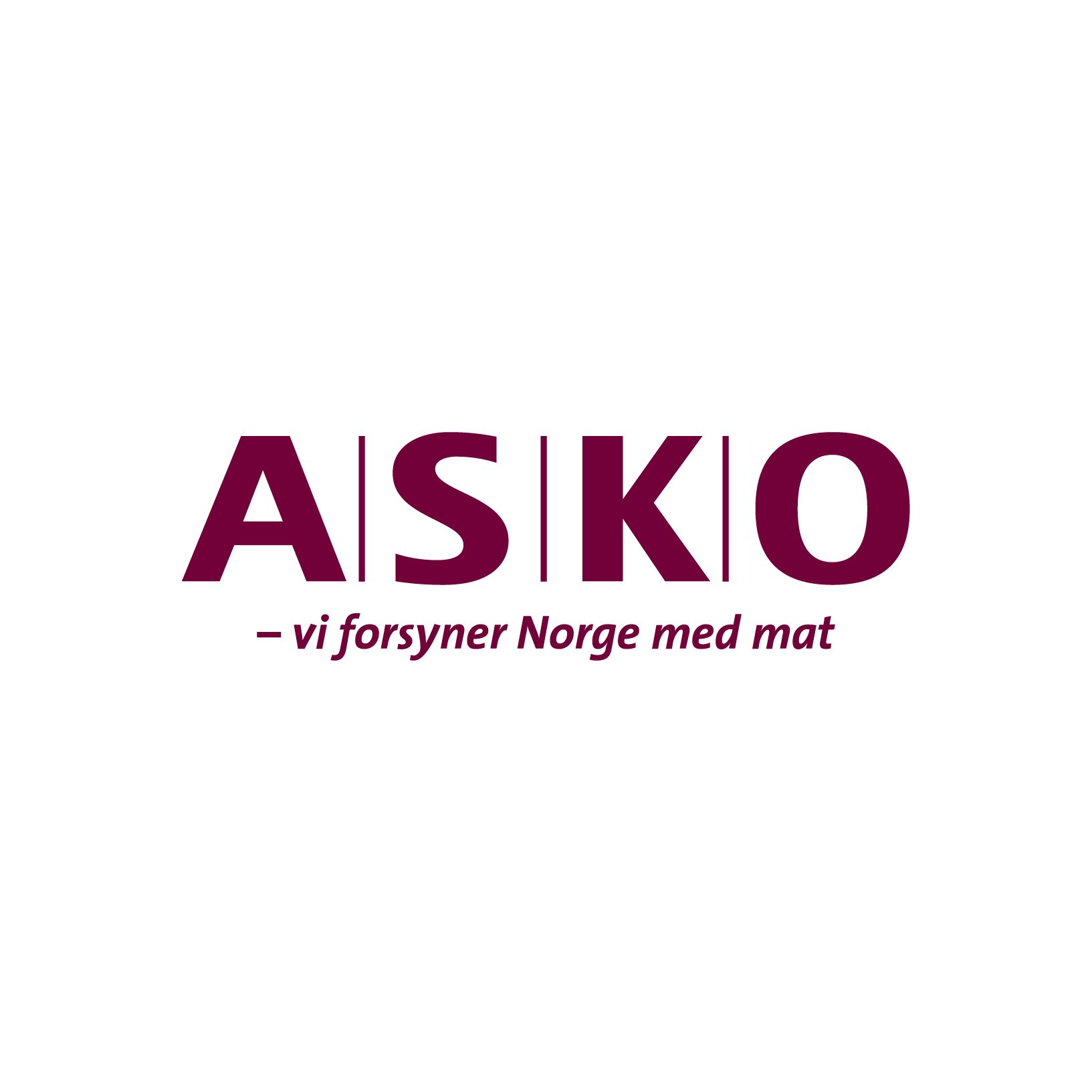 Logo for ASKO, med undertittel 'vi forsyner Norge med mat'.