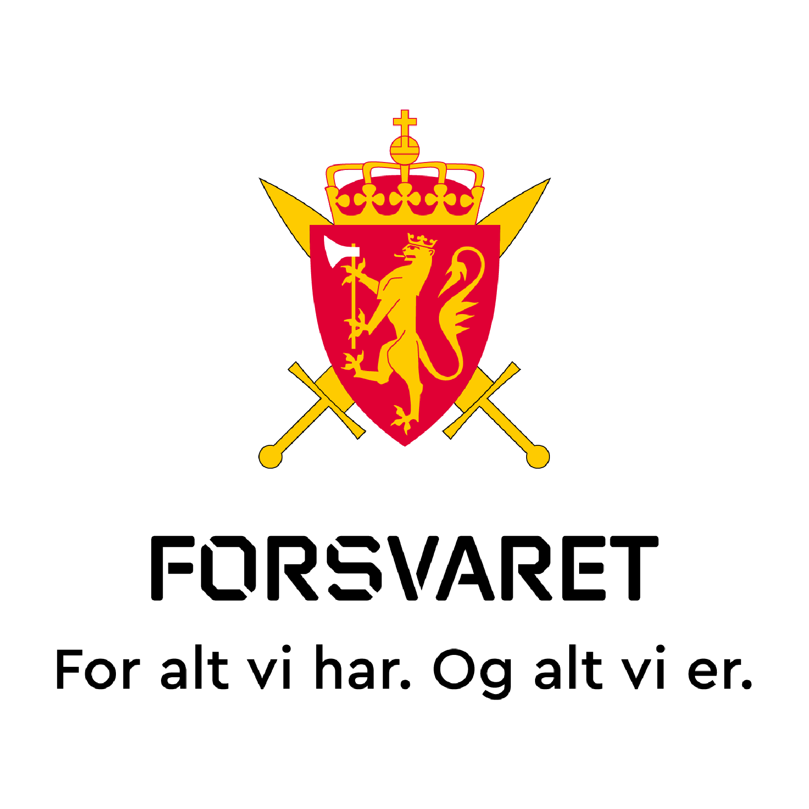 Logo for Forsvaret, med undertittel "for alt vi har. Og alt vi er."