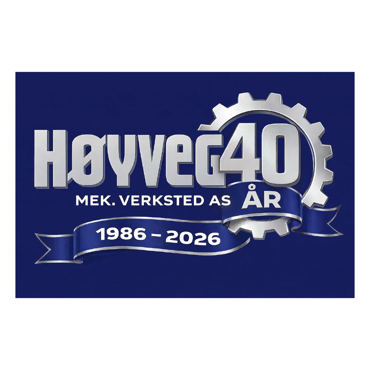 Logo for Høyveg mek. Verksted AS, markering av 40 års jubileum fra 1986 til 2026.