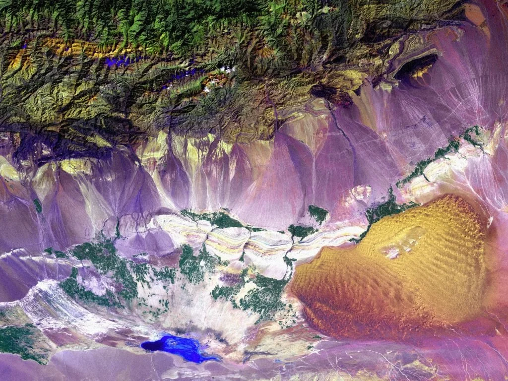 Aerial mountain landscape view