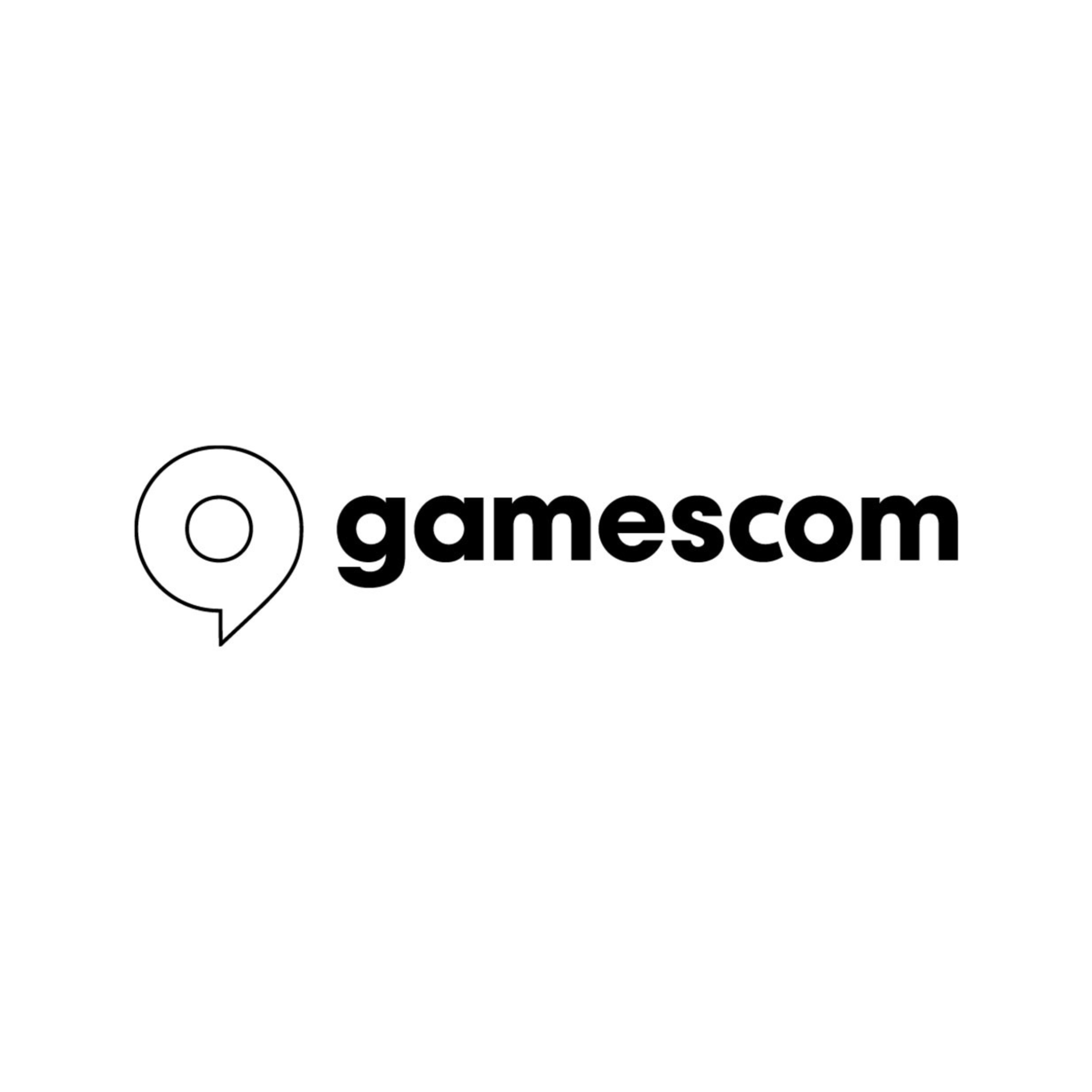 Gamescom logo with a speech bubble icon and the word 'gamescom' in black bold text.