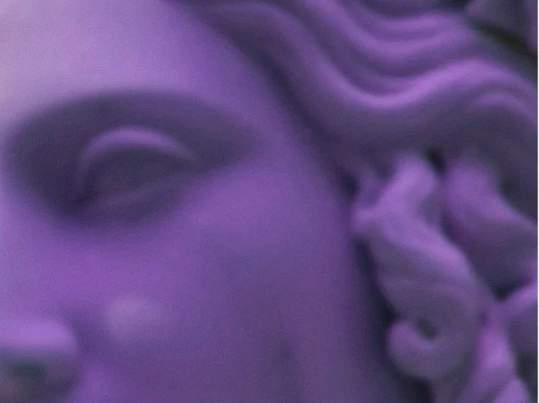 close-up of a face of a statue