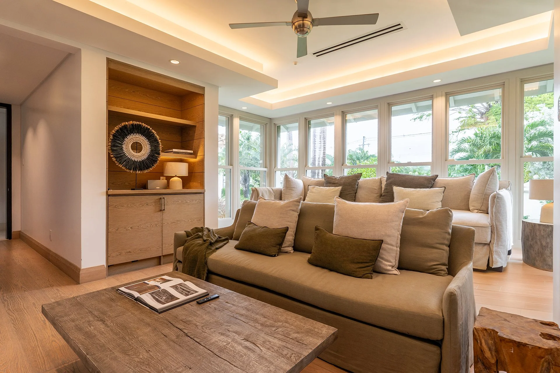 A media room with large Television at Simon Escapes Godings Beach House in Barbados.