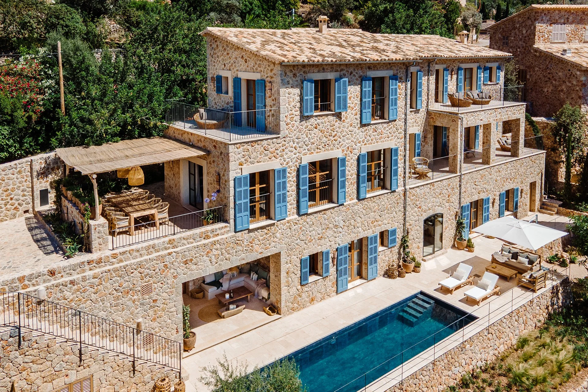 Sa Milana is a super luxury retreat in the heart of Mallorca’s most exclusive village, Deia. Nestled between the Tramuntana Mountains and the Mediterranean sea, blending understated rustic elegance with the highest standards of comfort and privacy.