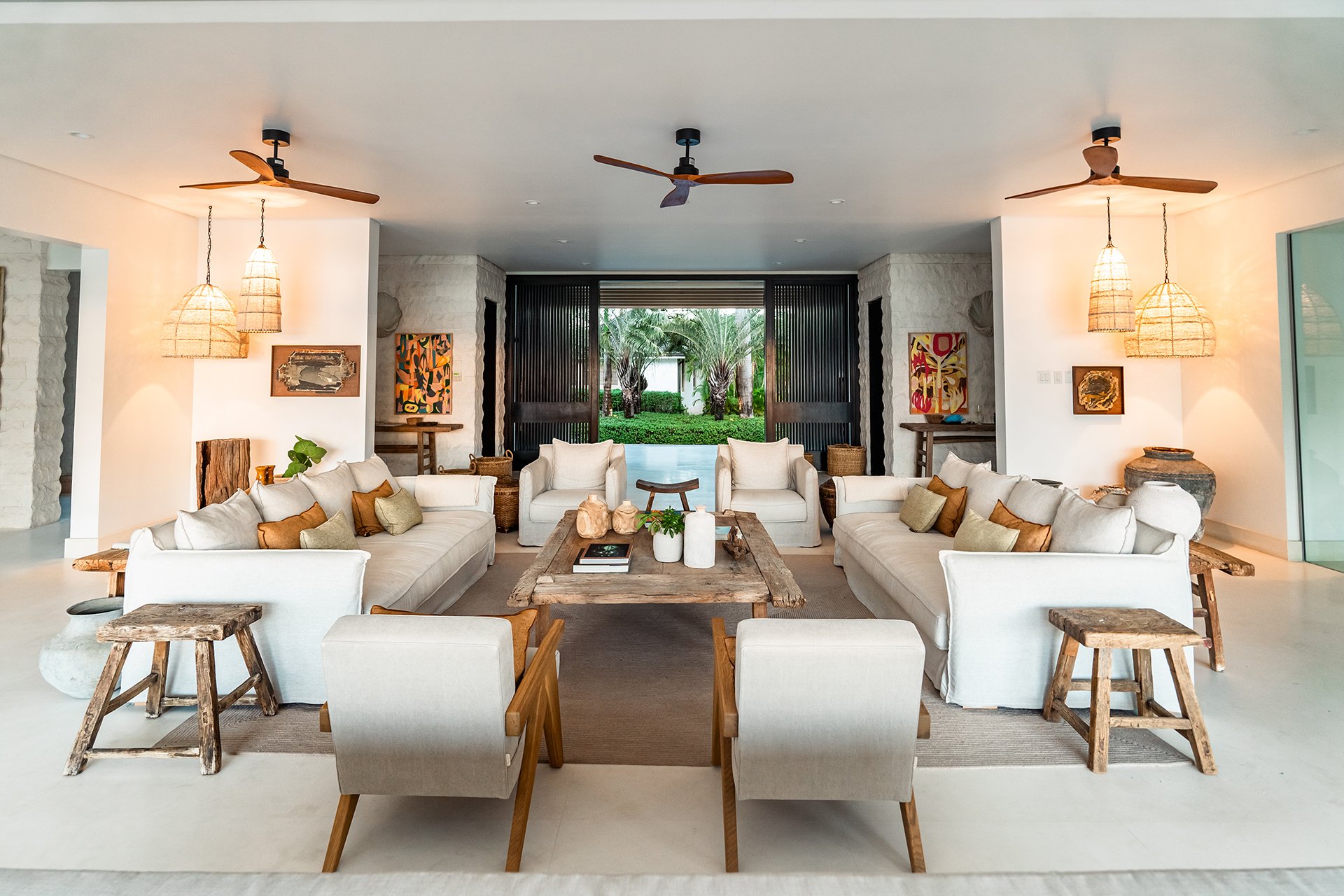 Living and dining areas are furnished with designer pieces from names such as Maxalto, Christian Liaigre and Ralph Lauren, as well as a pair of B&B Italia sofas.