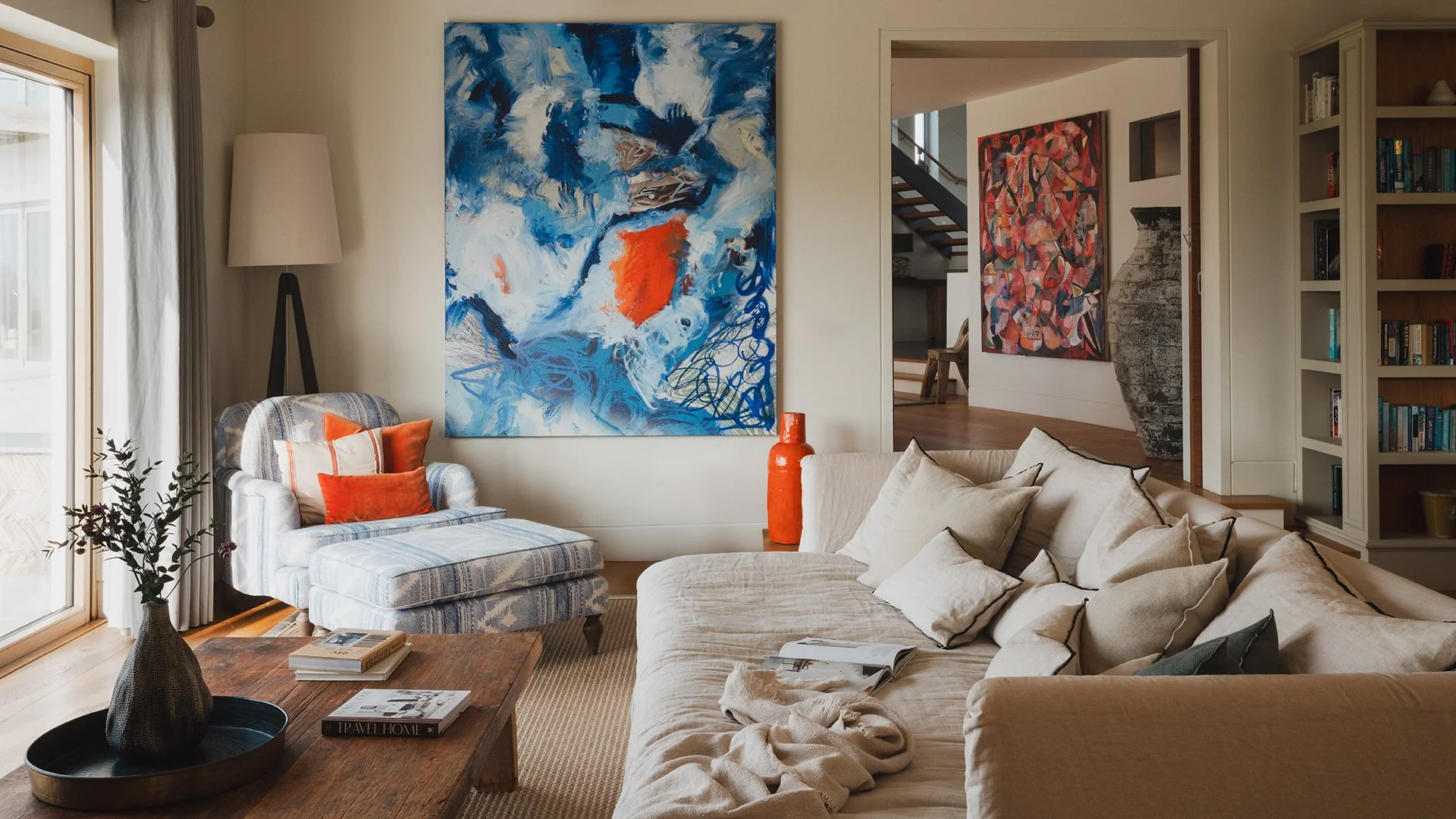 The interiors style has been created by Jill Stein and is coastal-hip, with driftwood features, oversized storm lanterns, locally sourced art and sculptures and designer furnishings. Book your escape at Little Polgarron in Booby's Bay, Cornwall.