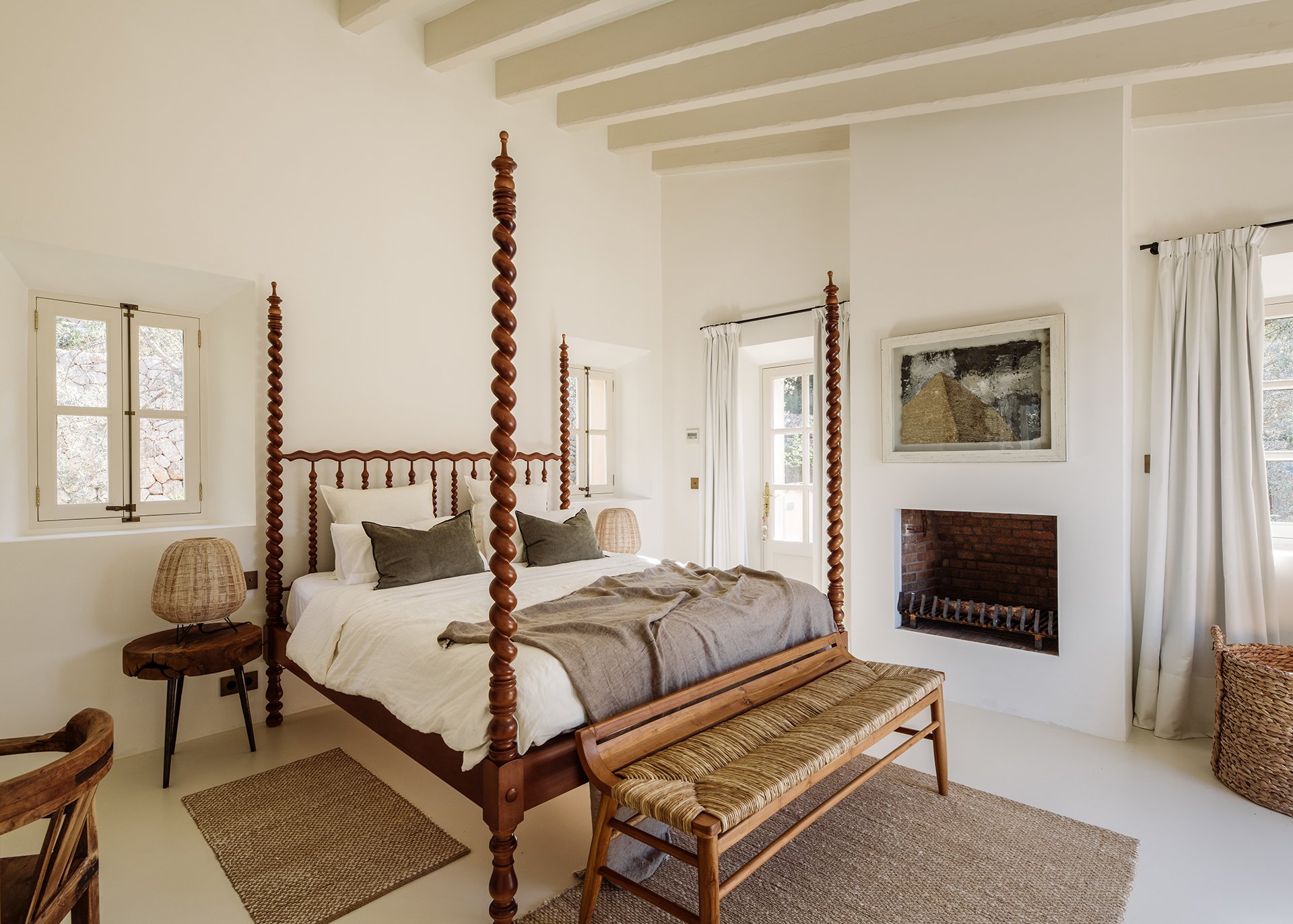 Four double bedrooms furnished with bespoke furniture, luxurious bedding and unique design pieces... All have fabulous mountain and village views with en-suite stone, slate and marble shower rooms.