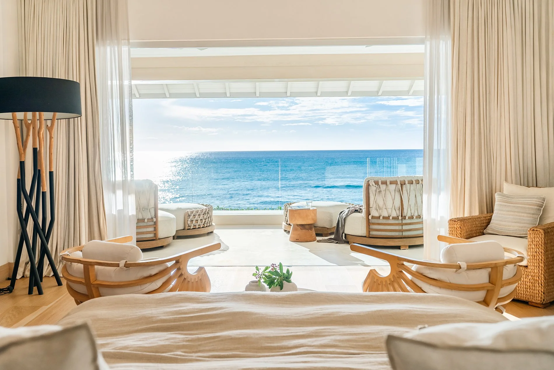 Each bedroom has a walk-in dressing room, private terrace and luxury bathroom furnished with Hansgrohe rain shower, mosaic tiles from Ann Sacks and marble vanities. Escape to our must-visit luxury villa, Godings in St Peter, Barbados.