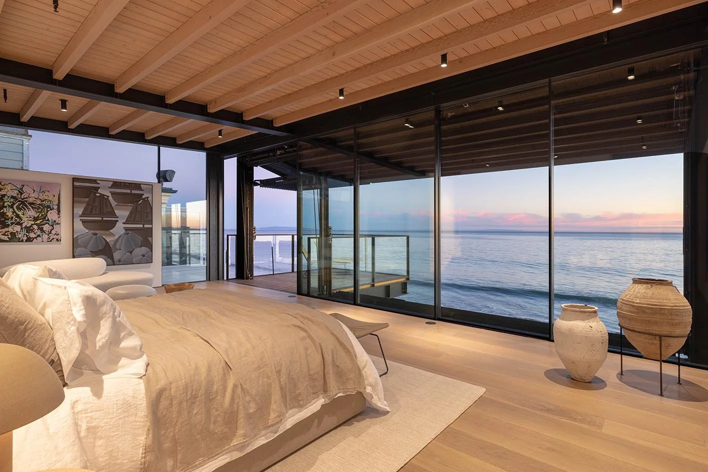 carbon beach malibu bedroom sea view pots art