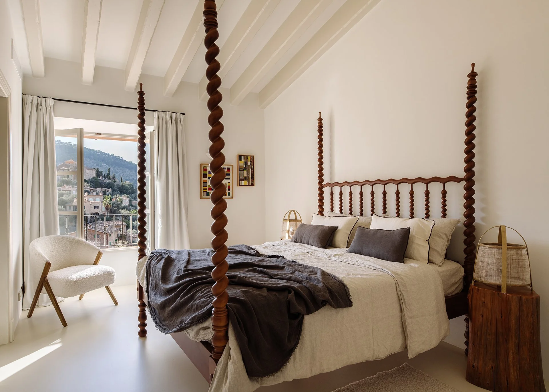 Four double bedrooms furnished with bespoke furniture, luxurious bedding and unique design pieces.