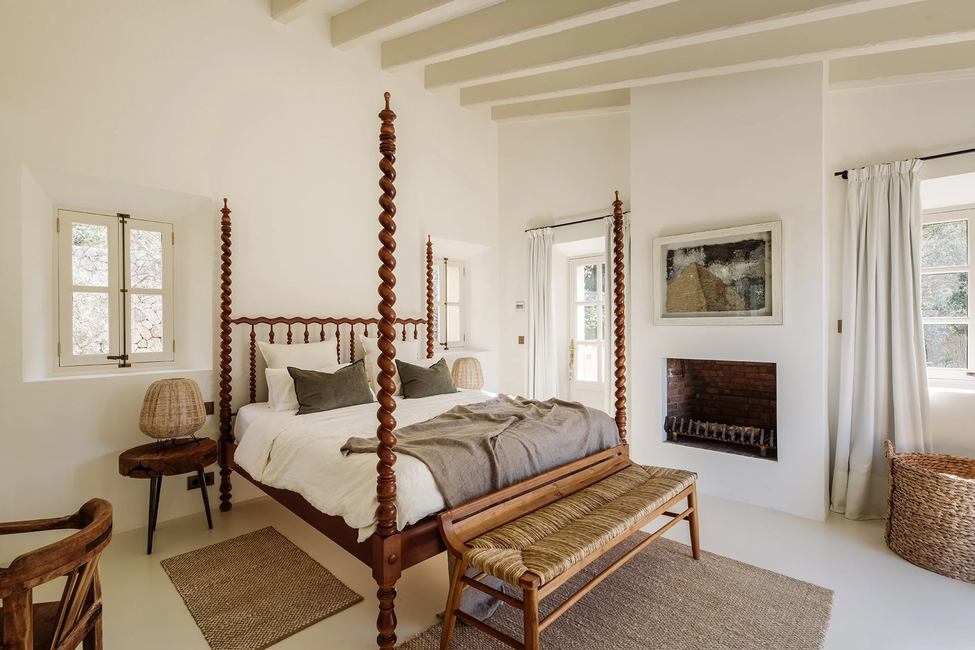 Four double bedrooms furnished with bespoke furniture, luxurious bedding and unique design pieces.