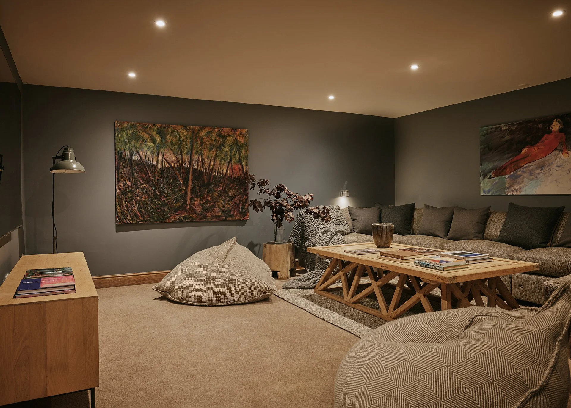 The cinema room has a large 86 inch smart television, perfect for viewing your favourite movie.