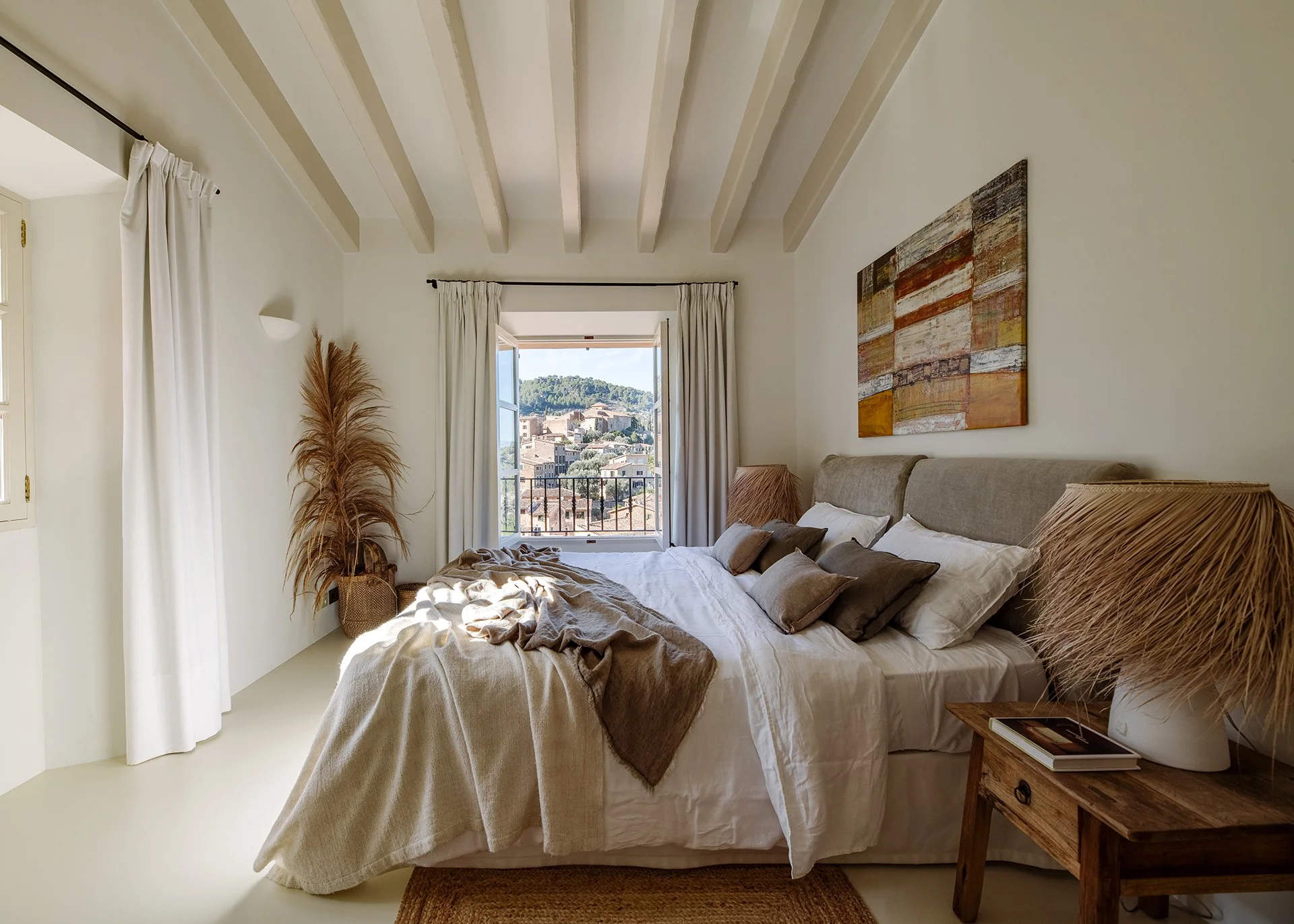 Four double bedrooms furnished with bespoke furniture, luxurious bedding and unique design pieces. All have fabulous mountain and village views with en-suite stone, slate and marble shower rooms.