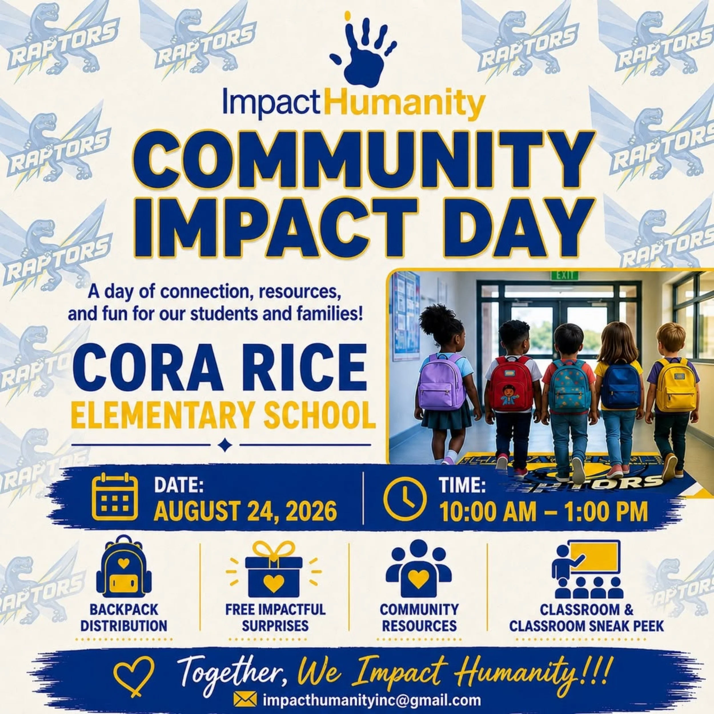 Good Intentions Foundation is happy to attend Impact Humanity&rsquo;s Community Impact Day at Cora Rice Elementary School! 💚

We&rsquo;ll be there with a community resource table, connecting with students and families, sharing information about our 