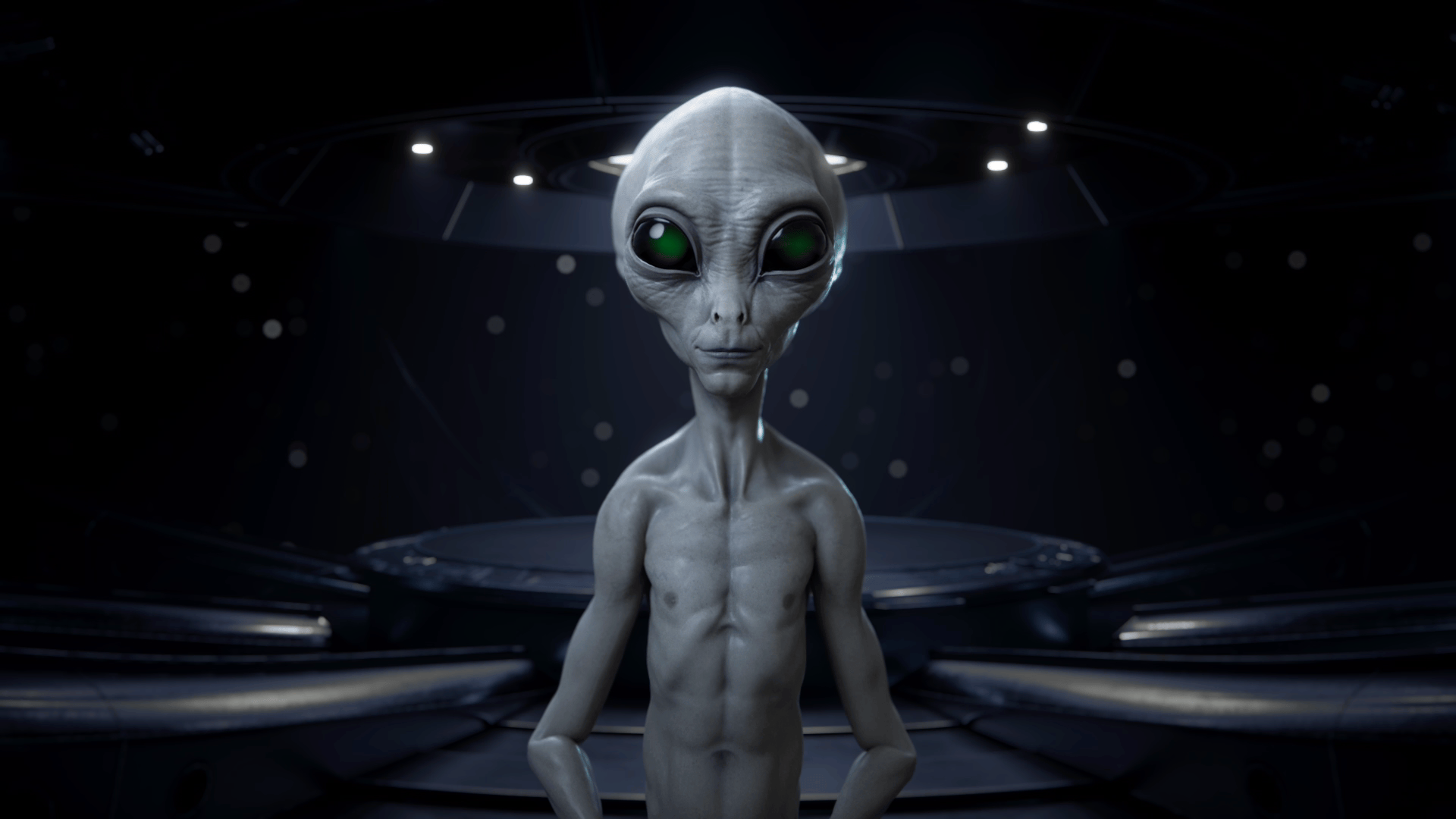 Freundliches Alien winkt